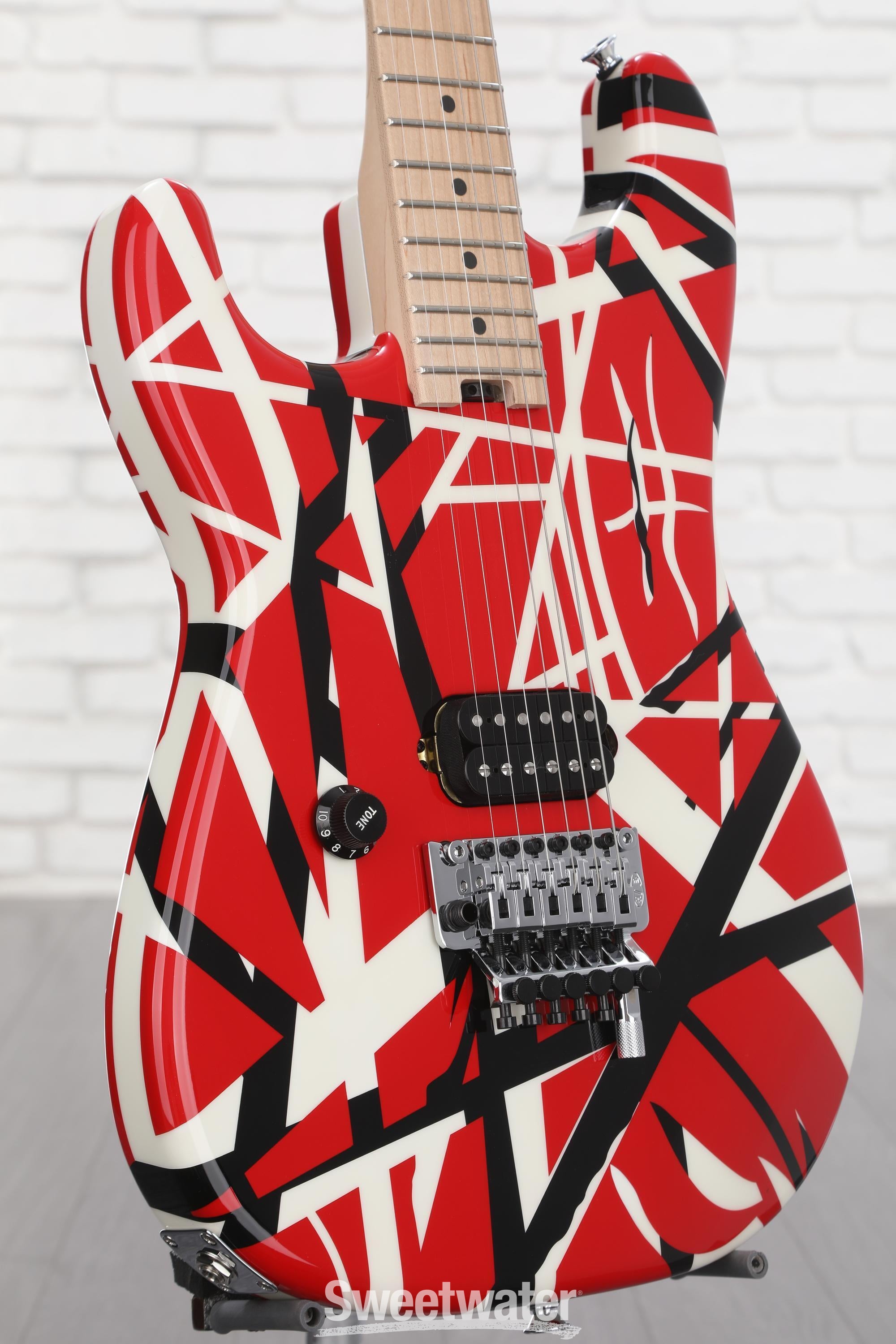 EVH Striped Series Left-Handed - Red w/ Black Stripes | Sweetwater