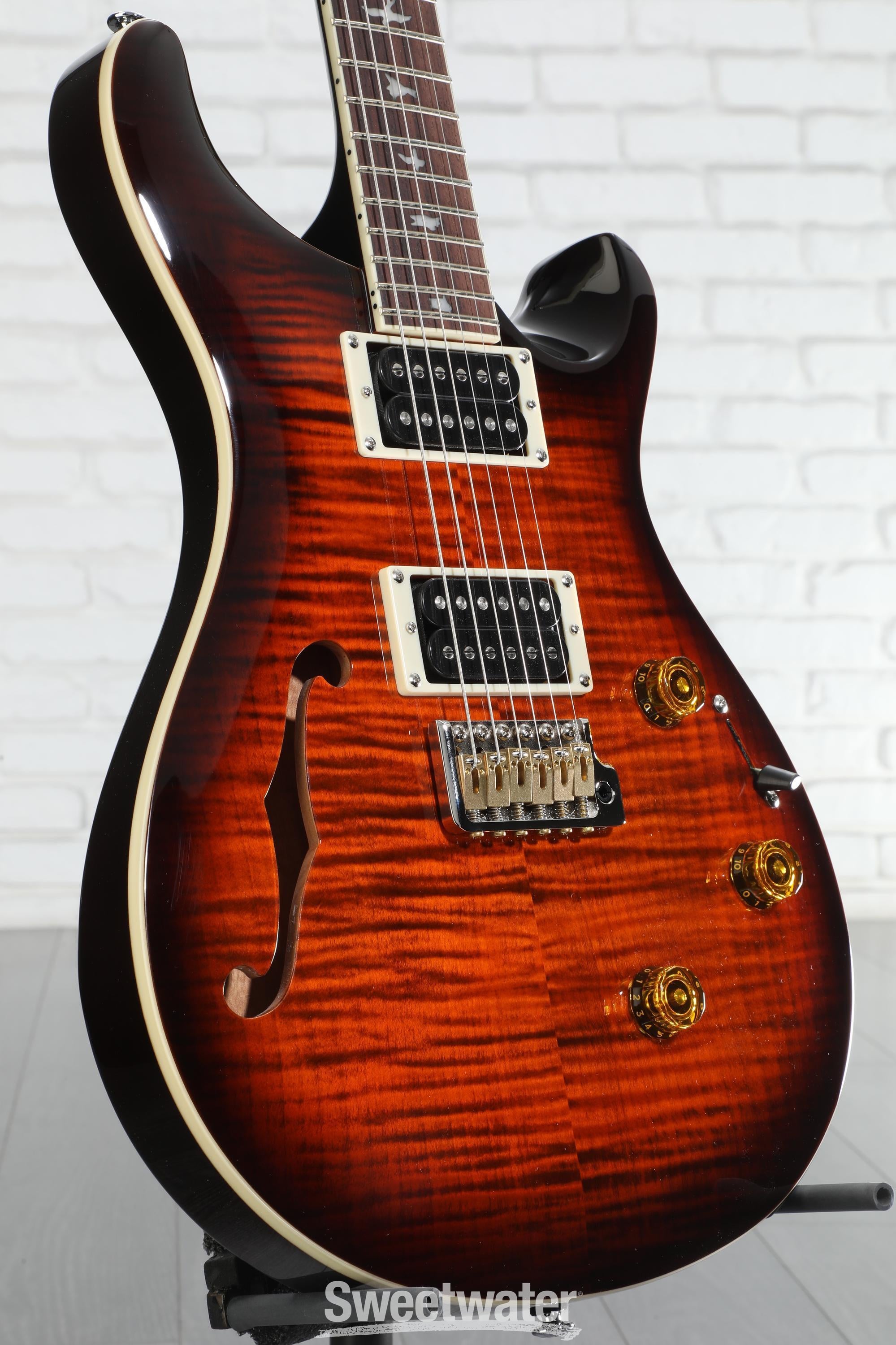 PRS SE Custom 24 Semi-Hollow Piezo Electric Guitar - Orange Tiger