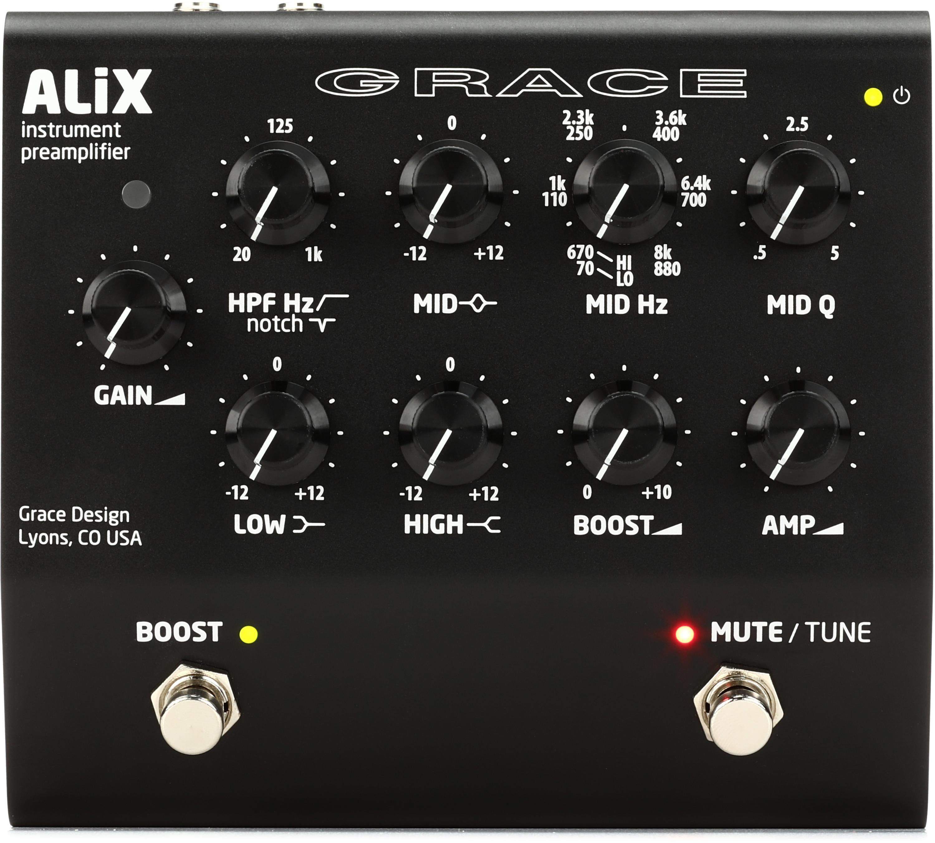 Grace Design ALiX Acoustic Instrument Preamp / EQ / DI / Boost Pedal - Black