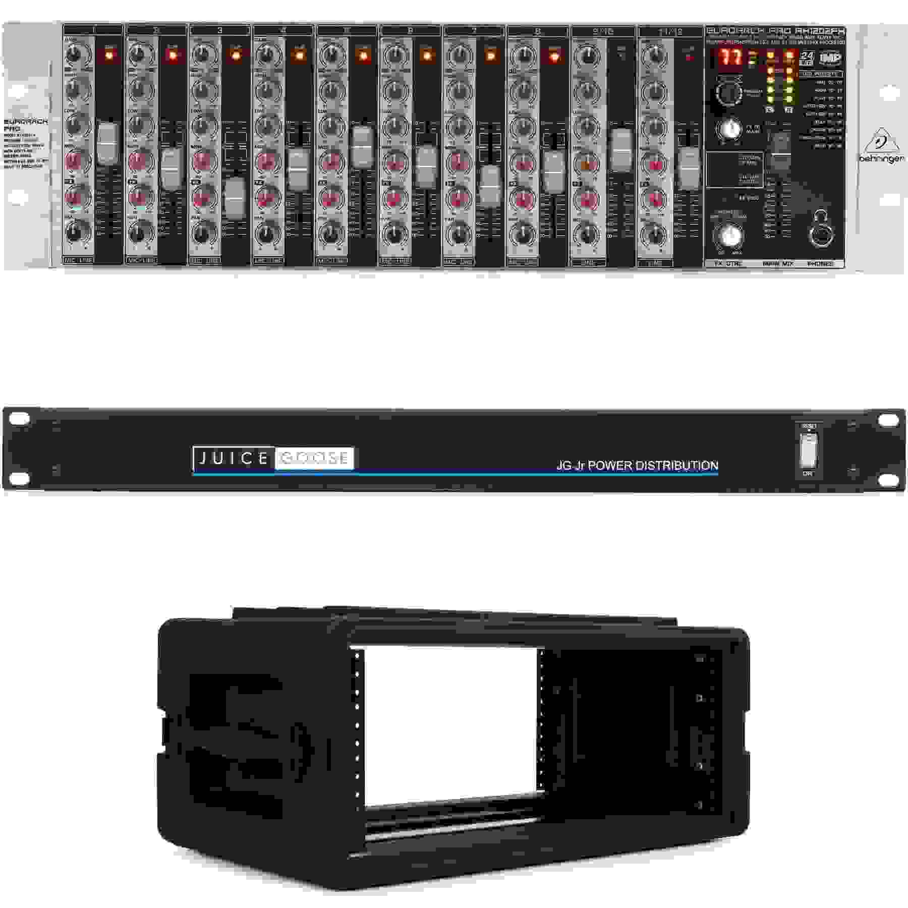 Behringer Eurorack Pro RX1202FX Rackmount Mixer with Effects Rack Case