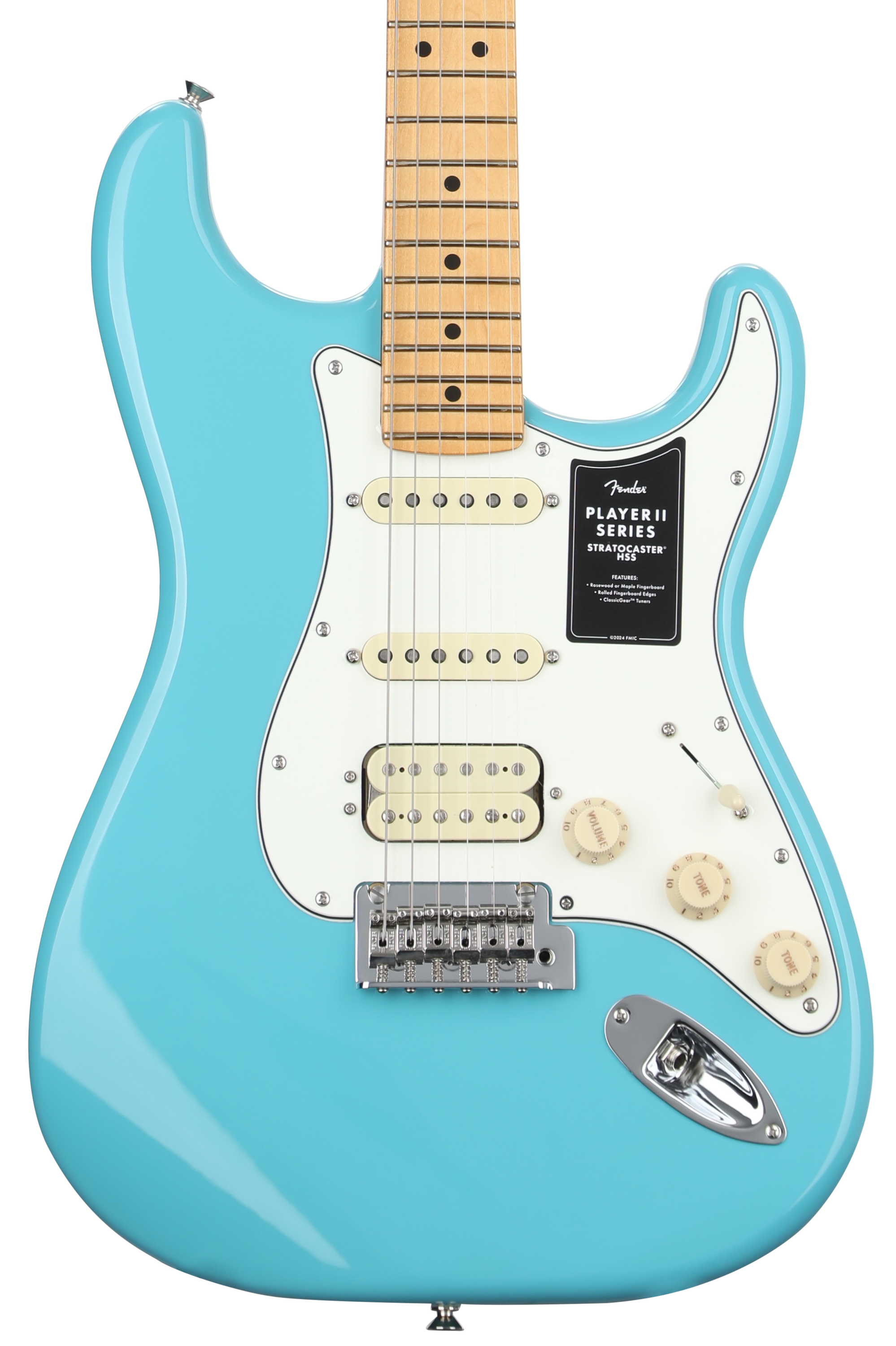 Fender Player II Stratocaster HSS Electric Guitar - Aquatone Blue with Maple Fingerboard