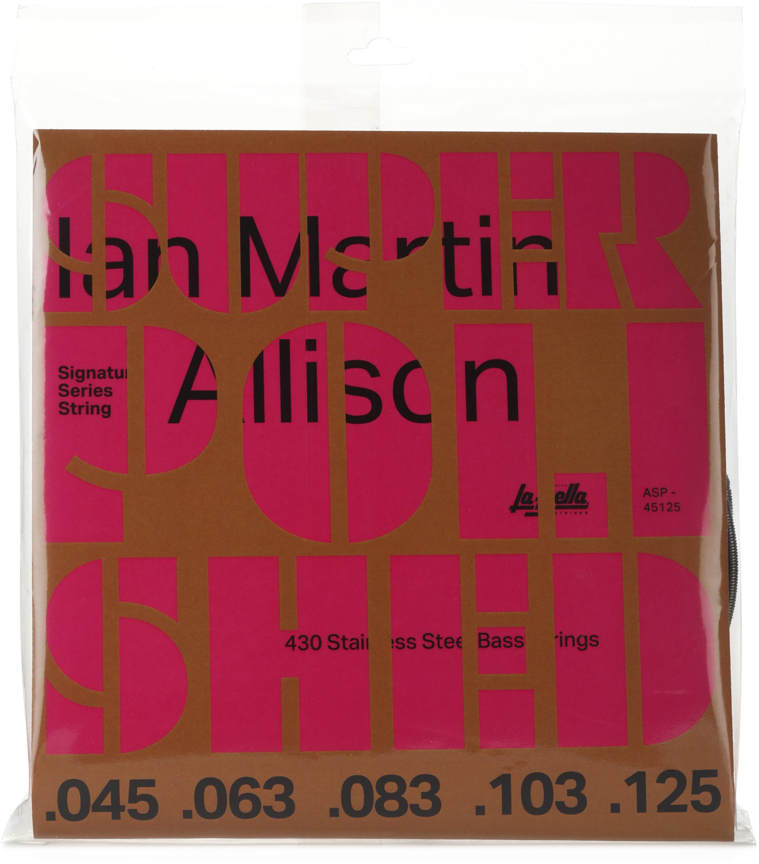 Photo of La Bella Ian Martin Allison Super Polished 5-string Bass Guitar Strings - .045-.125