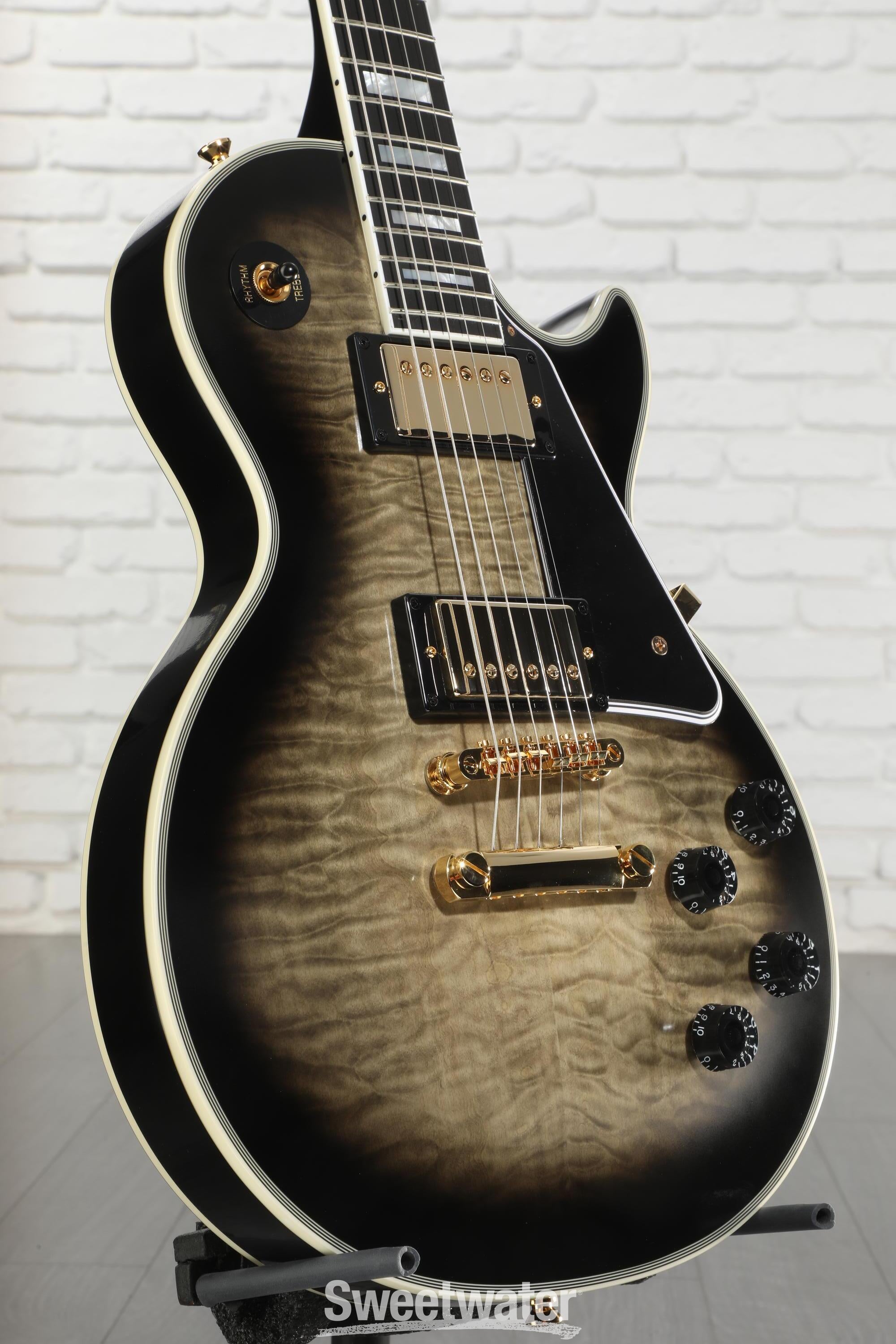 Epiphone Les Paul Custom Quilt Electric Guitar - Cobra Burst