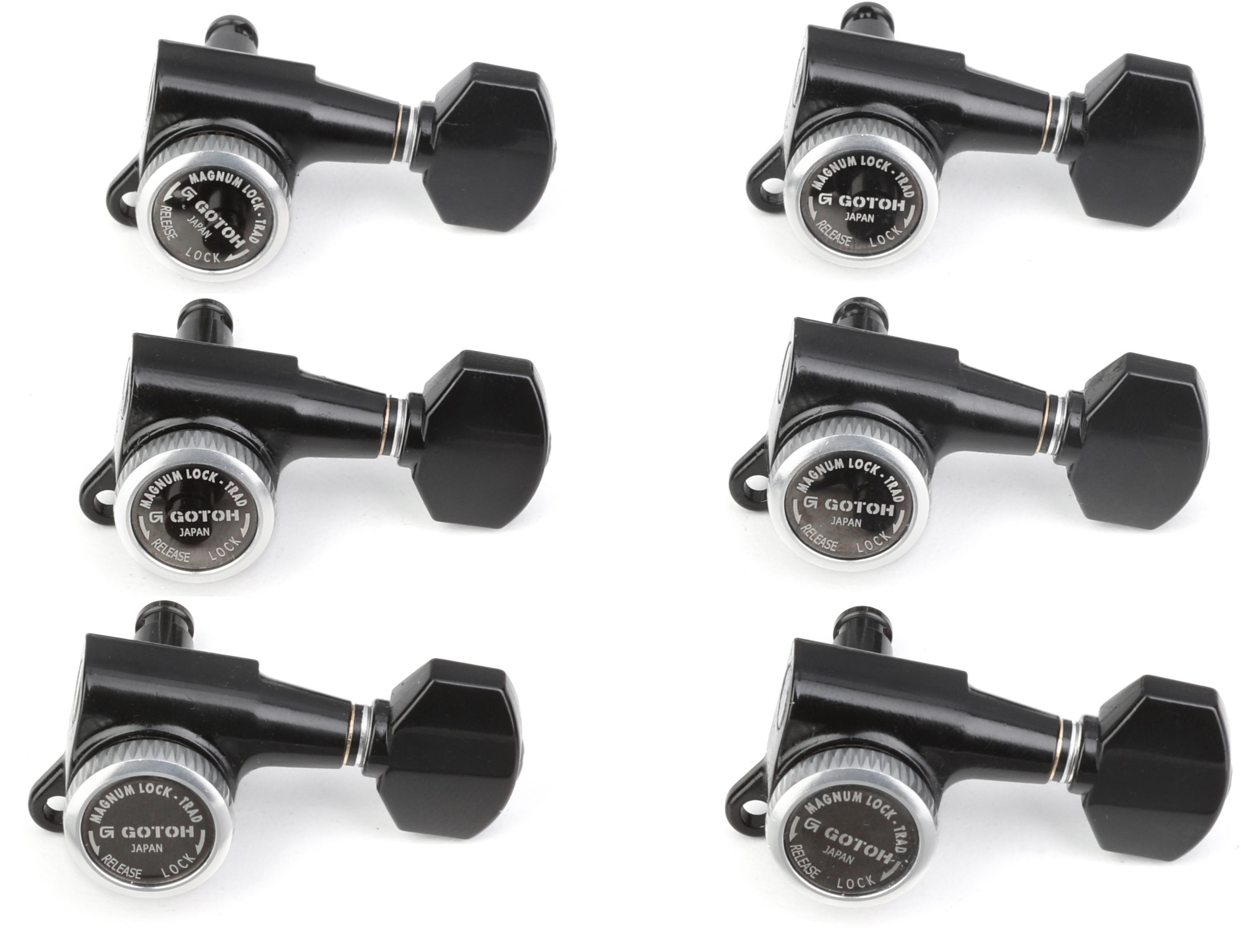 Gotoh SG381-07 MG-T Locking Tuners - 6 In-line Right-handed, Black Chrome