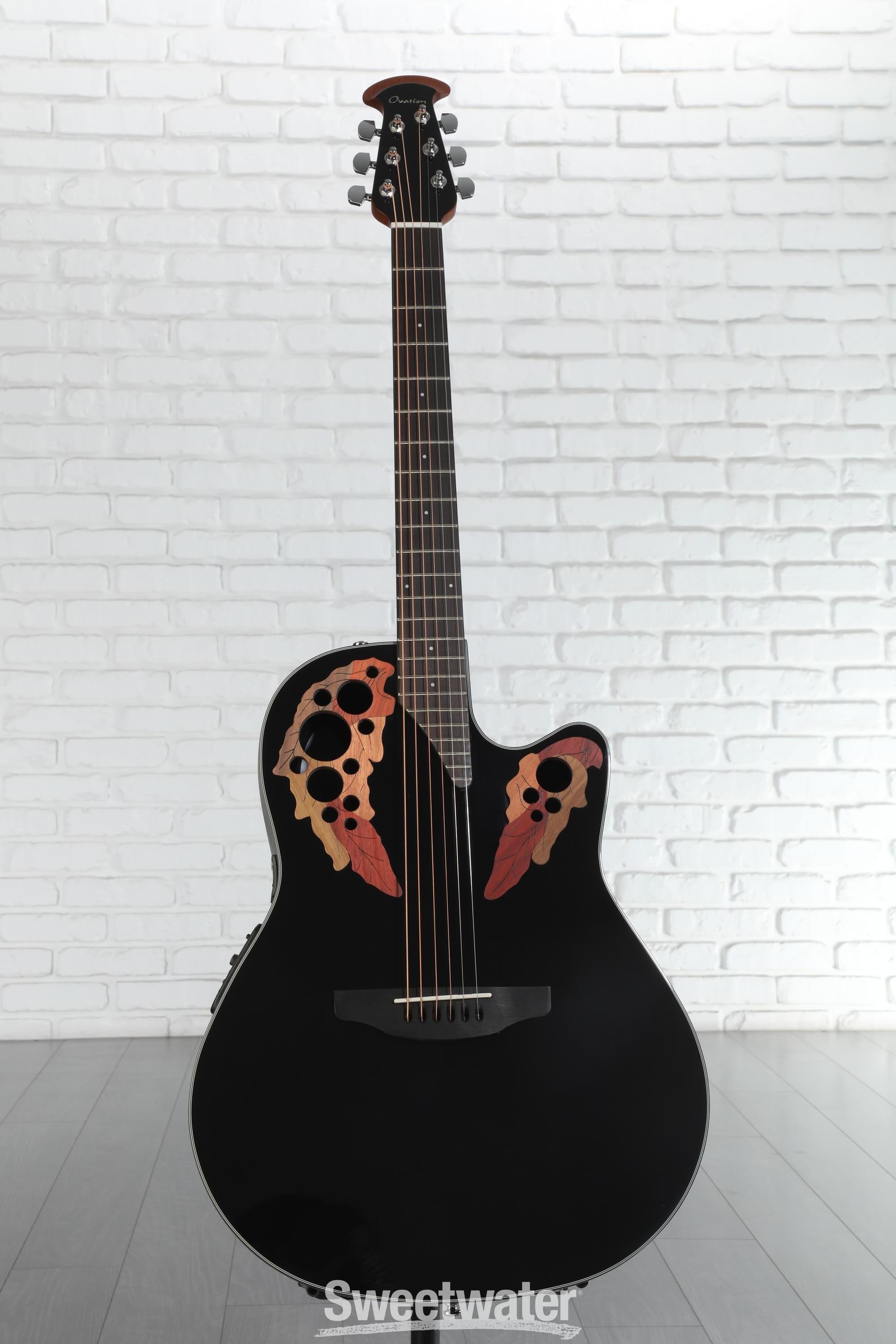 Ovation Elite Celebrity Mid-Depth Acoustic-Electric Guitar - Black