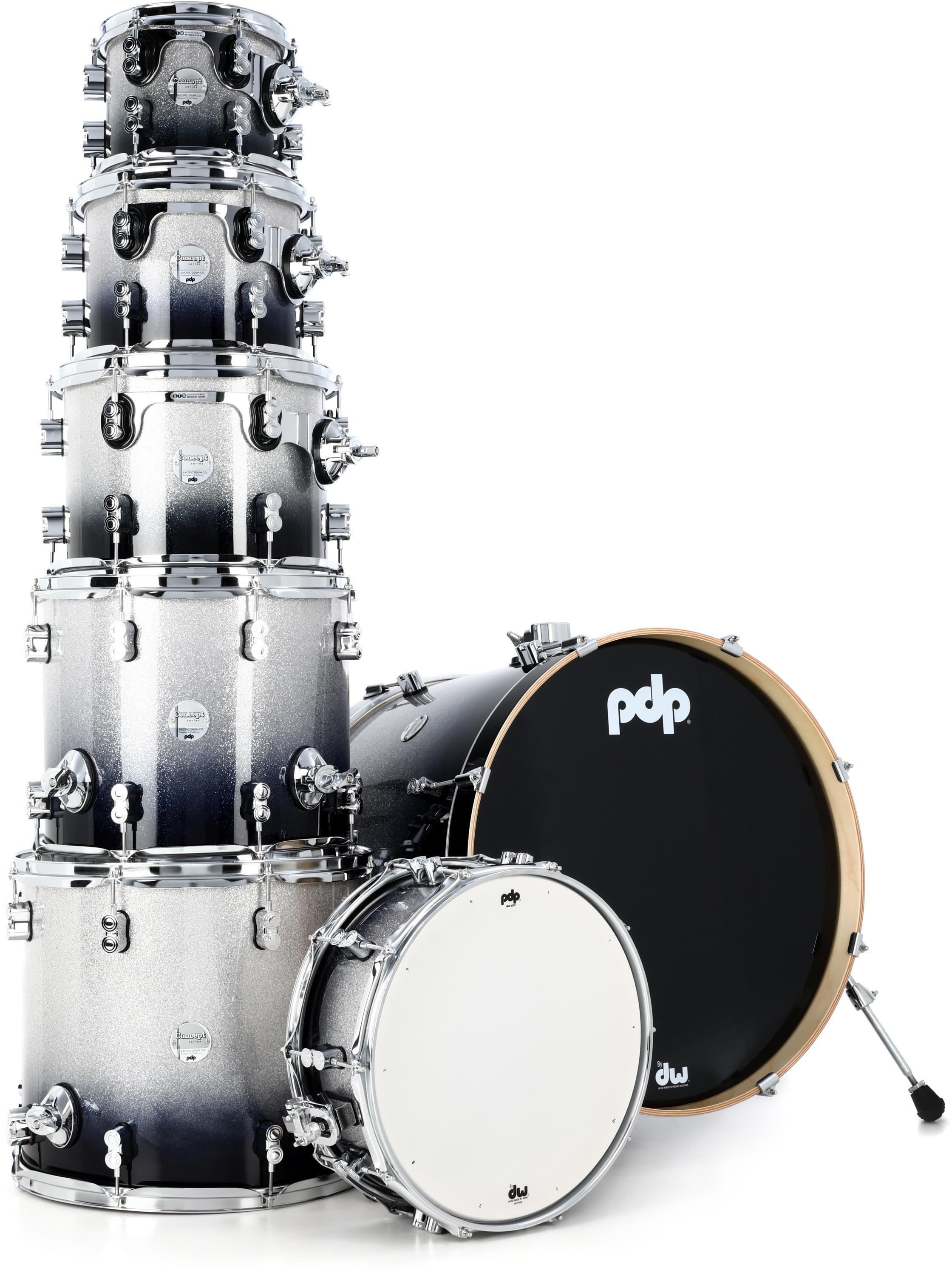 PDP Concept Maple 7-piece Shell Pack - Silver To Black Sparkle Fade ...