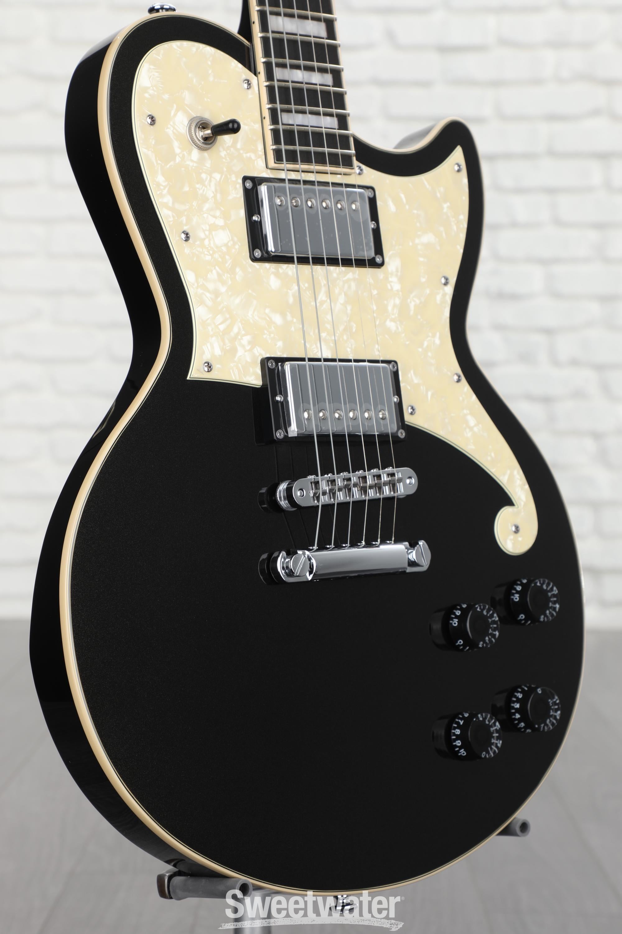 D'Angelico Premier Atlantic Electric Guitar - Black Flake with Stopbar ...