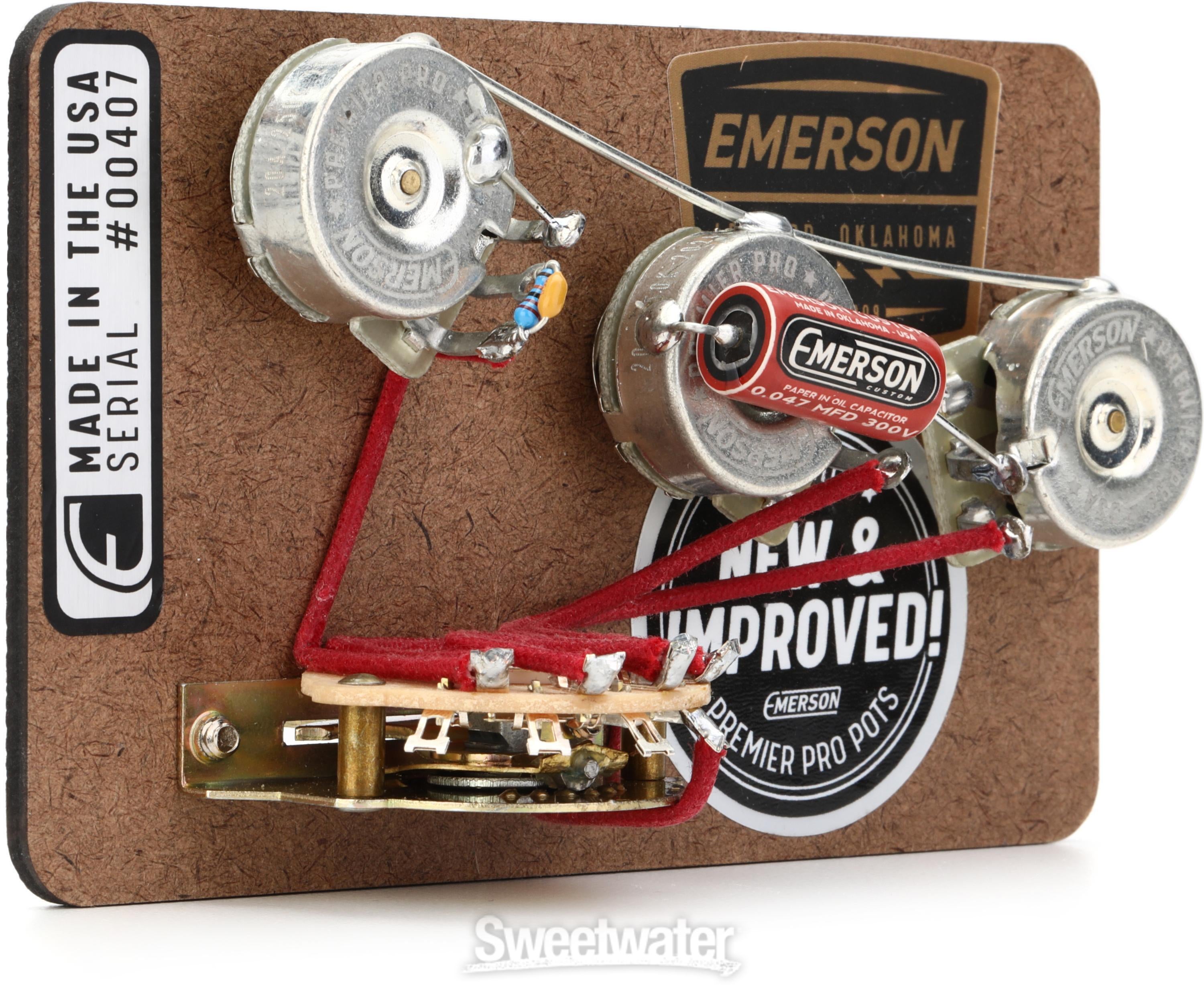 110467 Emerson Custom S5-250K 5-WAY STRAT PREWIRED KIT 250K 配線済サーキット Emerson S5-B-250K Strat 5-Way \u2013 Motor City Guitar