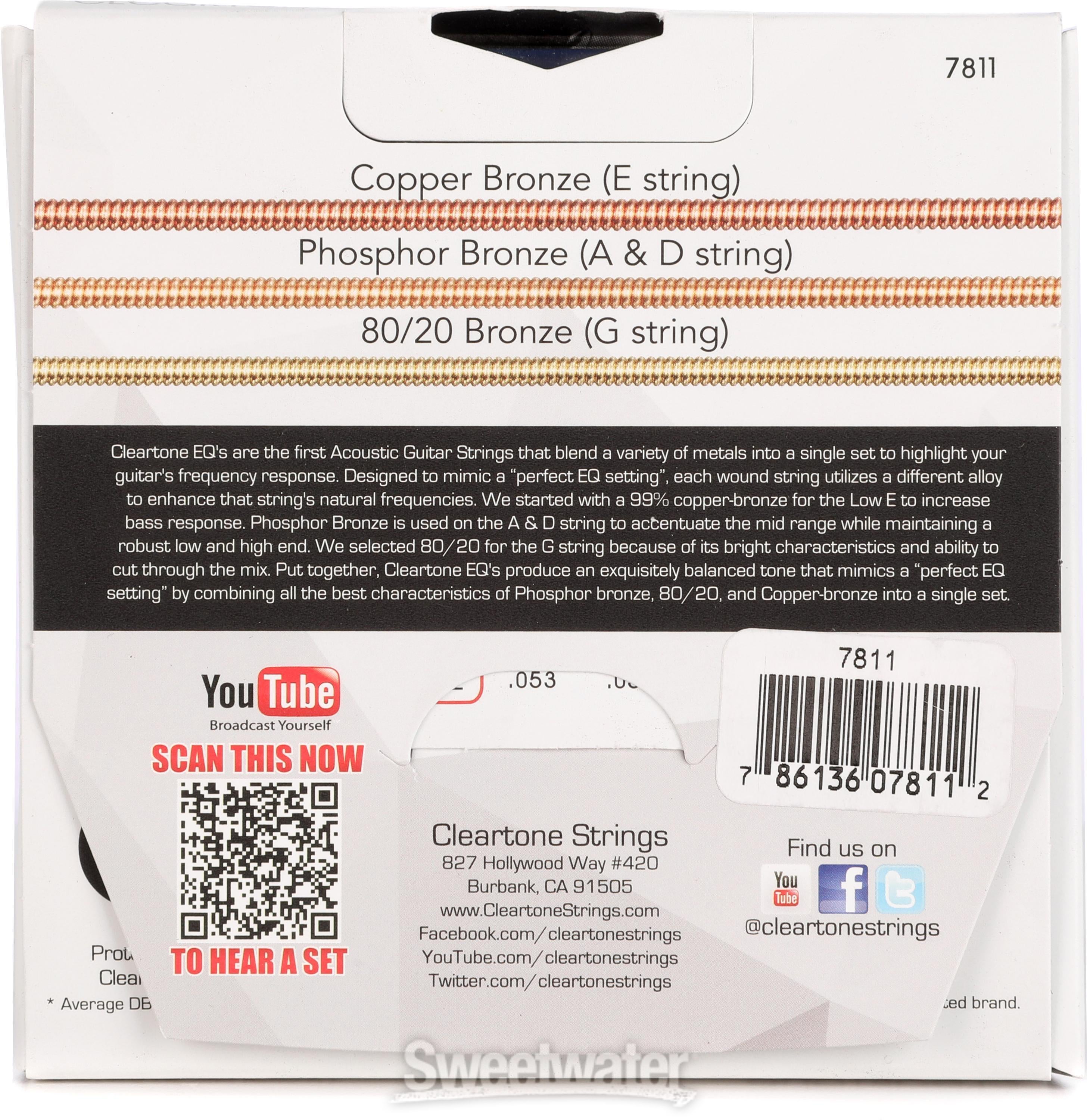 Cleartone 7811 EQ Acoustic Guitar Strings - .011-.052 Custom