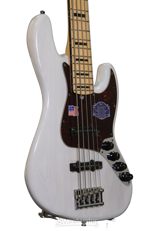 Fender American Deluxe J Bass V - White Blonde | Sweetwater