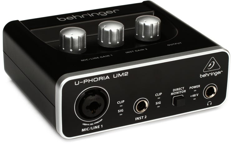 Behringer UM2 Interface Audio Numérique USB 2 Entrées et 2 Sorties  Audiophile avec Préampli Micro Conçu par Xenyx : : Instruments de  musique et Sono