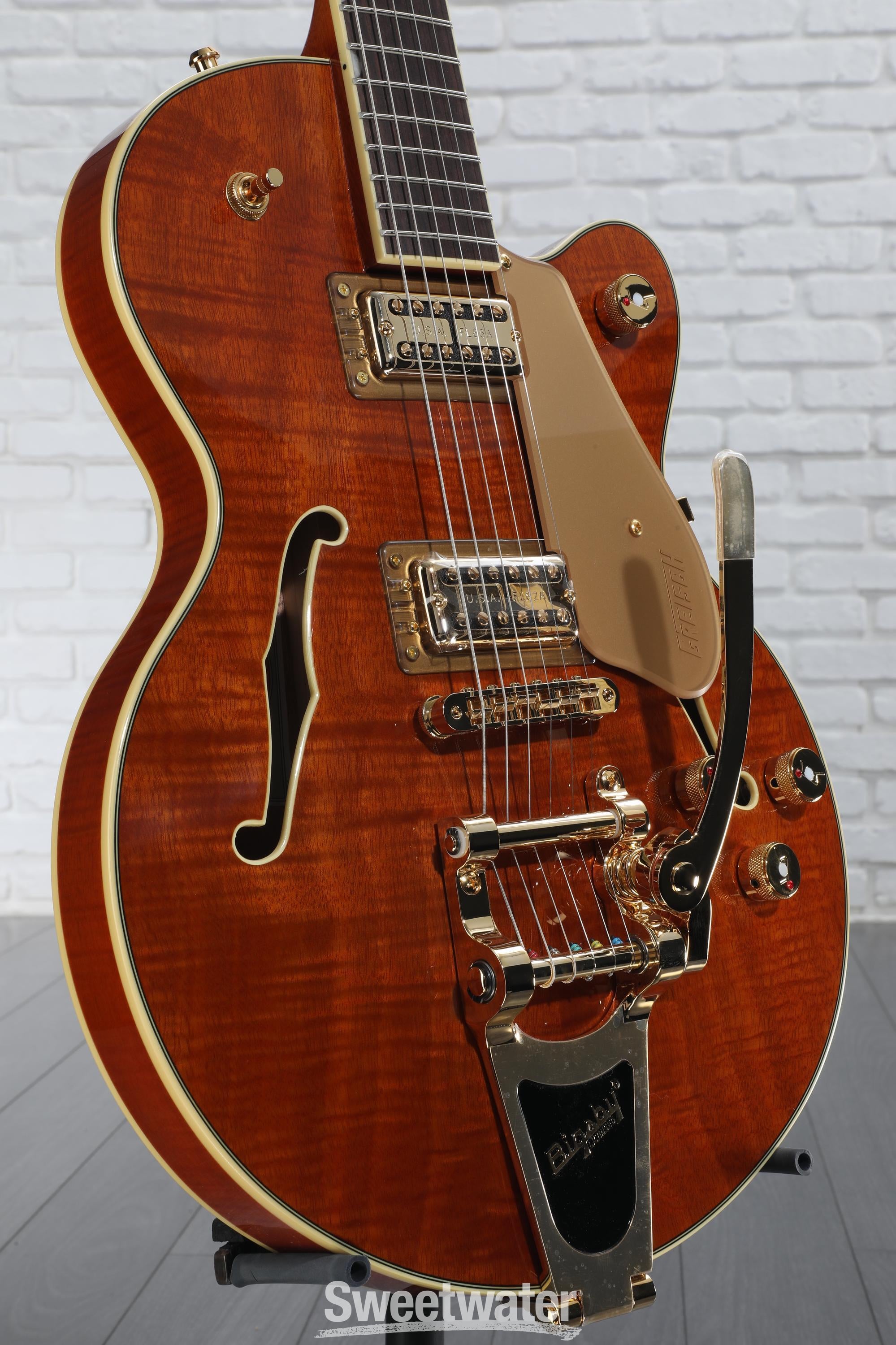 Photo of Gretsch LTD Broadkaster Jr. Semi-hollowbody Electric Guitar - Roundup Orange Stain