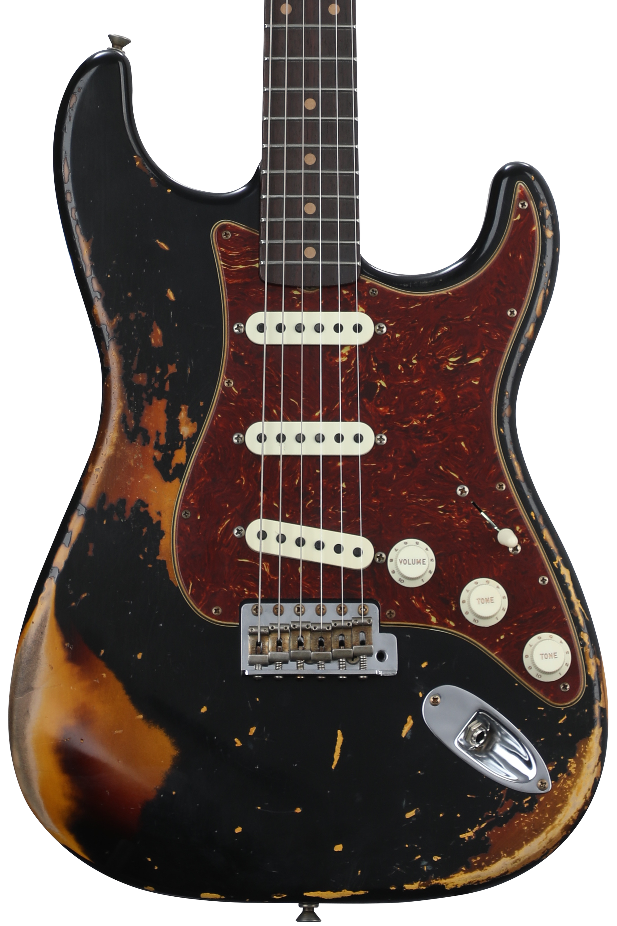 Fender Custom Shop Limited Edition '61 Stratocaster Heavy Relic - Aged  Black Over 3-color Sunburst