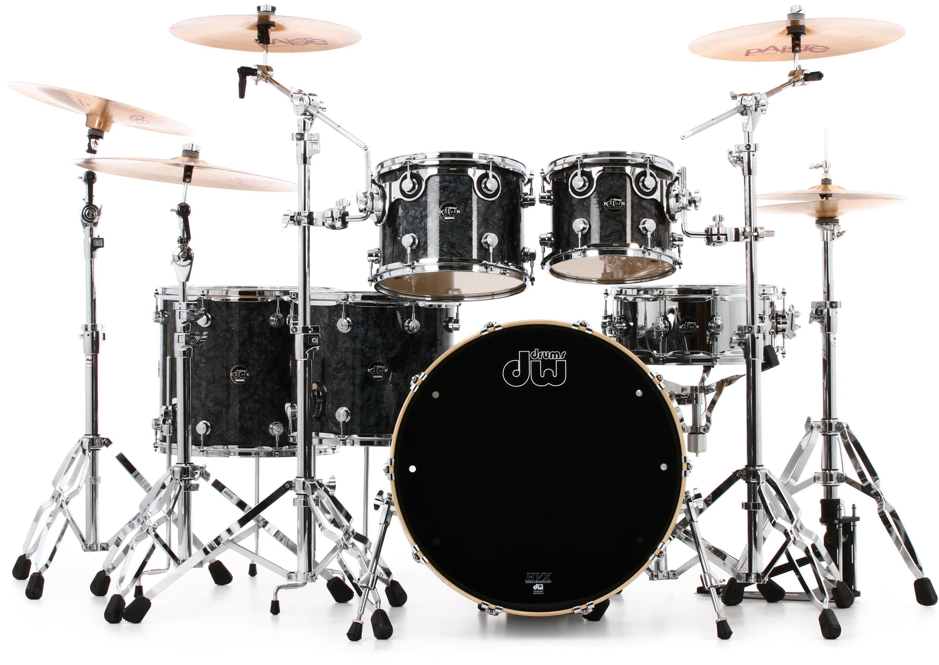 DW Performance Series 5-piece Shell Pack with 22 inch Bass Drum - Black  Diamond FinishPly