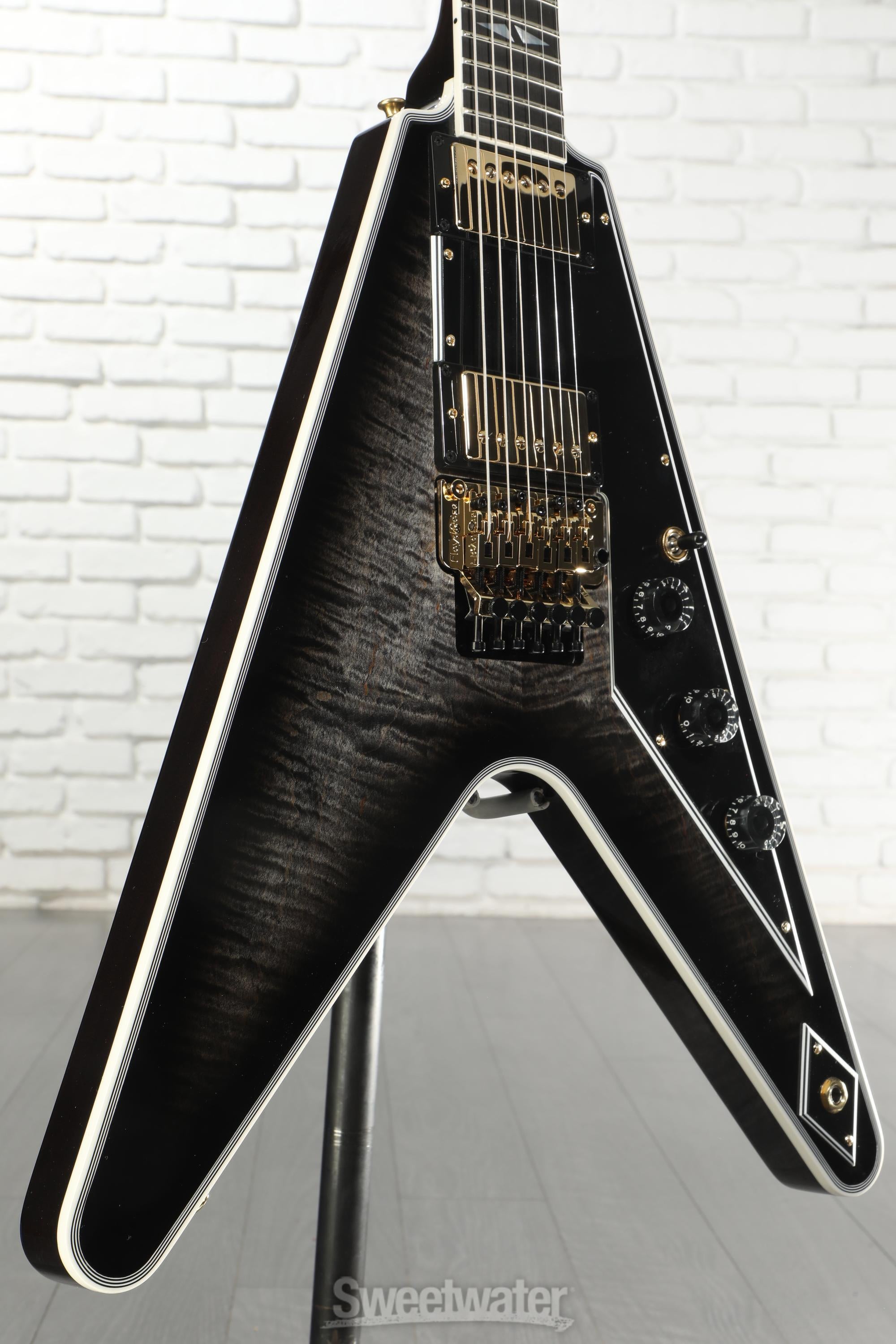 Photo of Gibson Custom Flying V Electric Guitar - Cobra Burst, Floyd Rose
