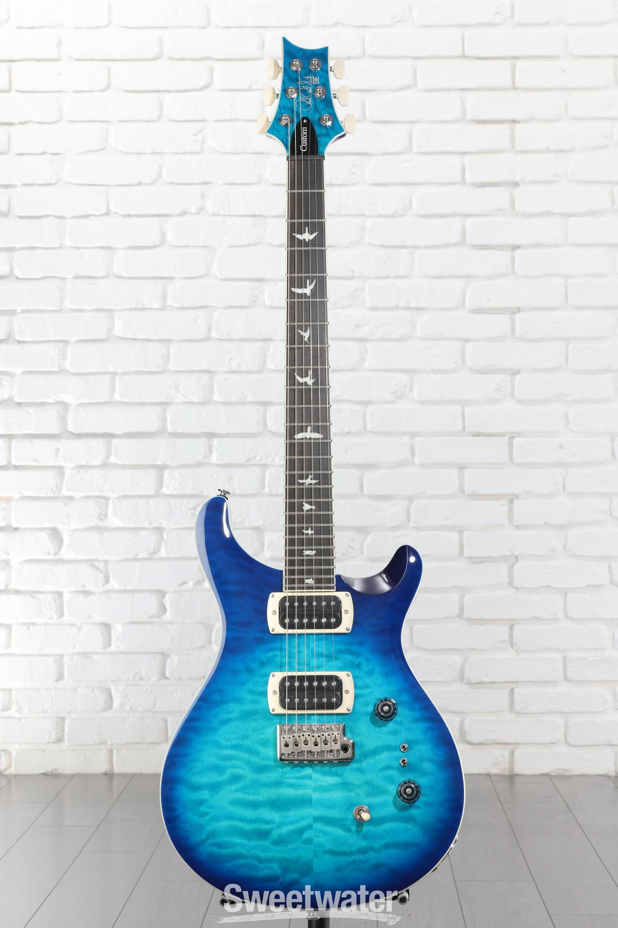 PRS SE Custom 24-08 Quilt Electric Guitar - Lake Blue | Sweetwater