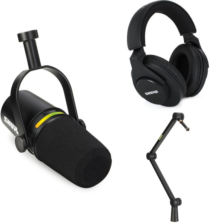 Shure MV7+ Hybrid Podcast Microphone with Headphones and Broadcast