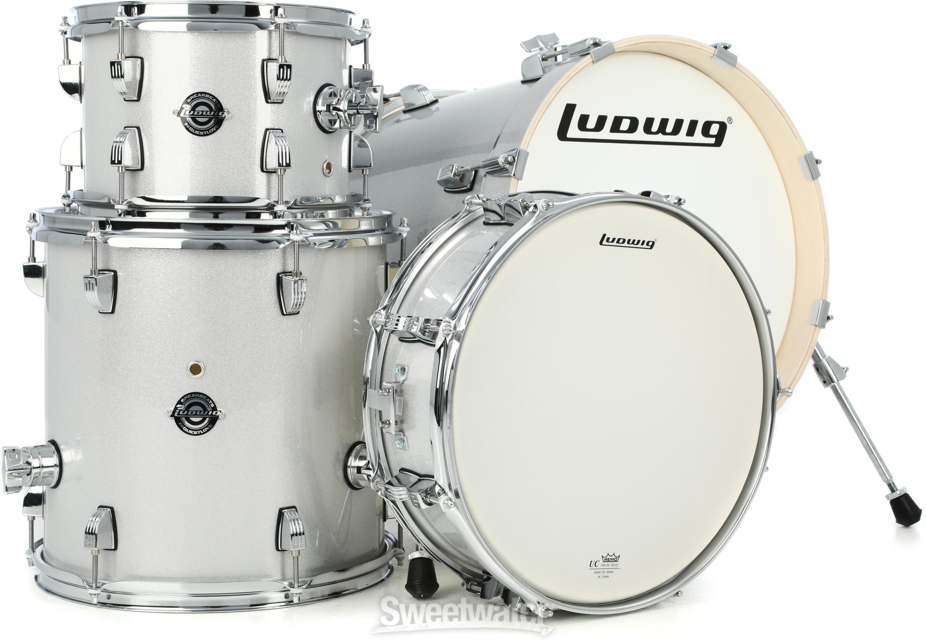 Ludwig Breakbeats 2022 By Questlove 4-piece Shell Pack with Snare Drum -  Silver Sparkle