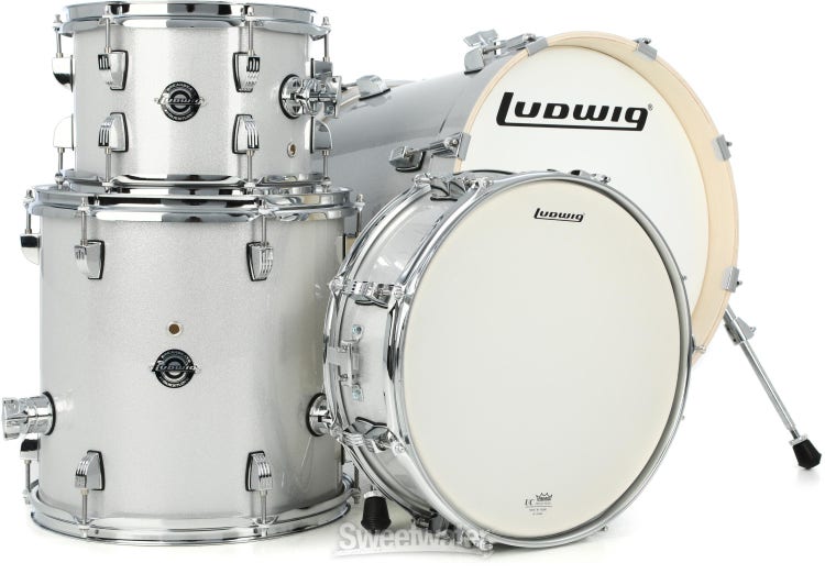Ludwig Breakbeats 2022 By Questlove 4-piece Shell Pack with Snare Drum - Silver Sparkle
