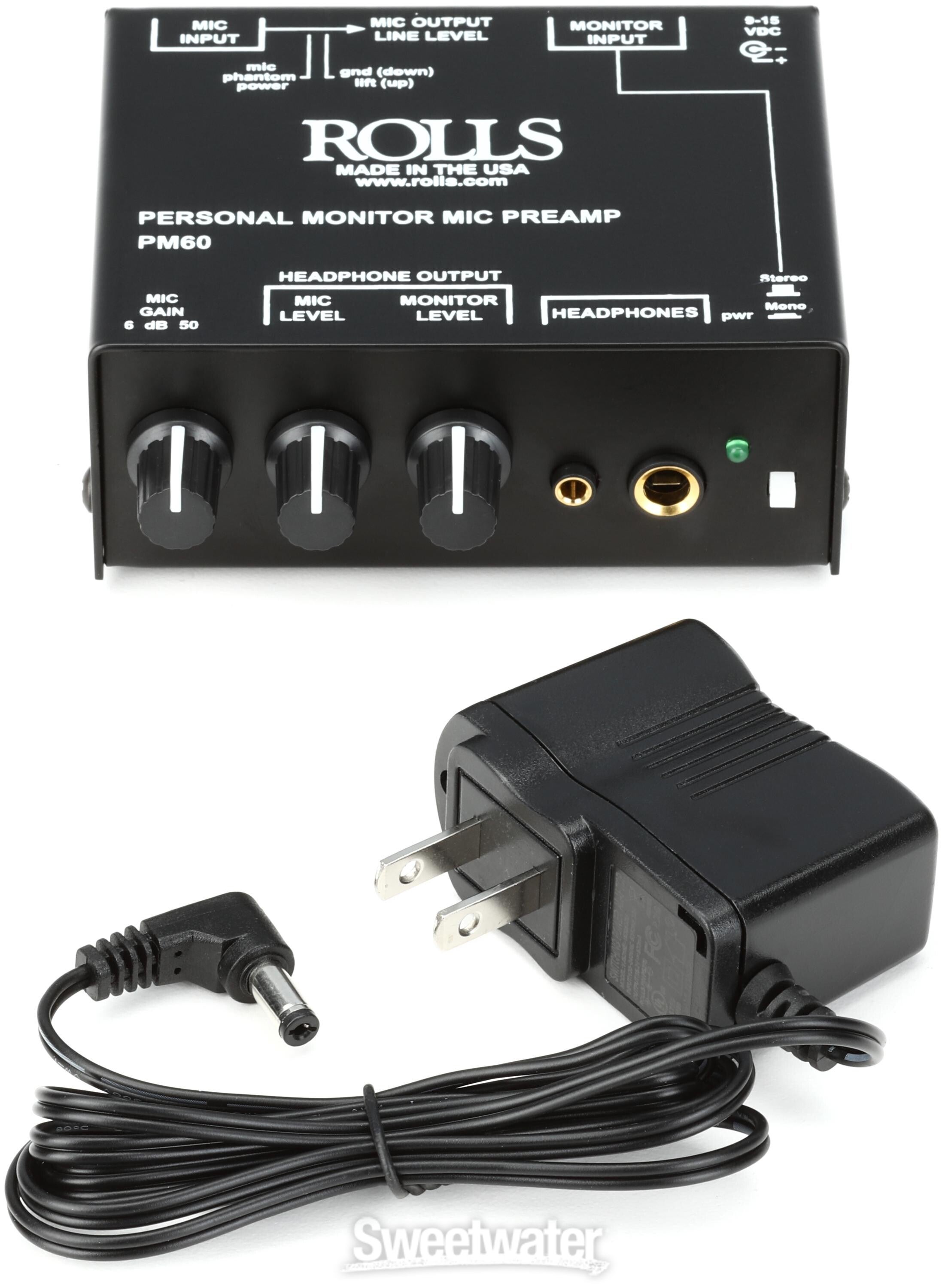 Rolls PM60 Personal Monitor Mic Preamp Sweetwater