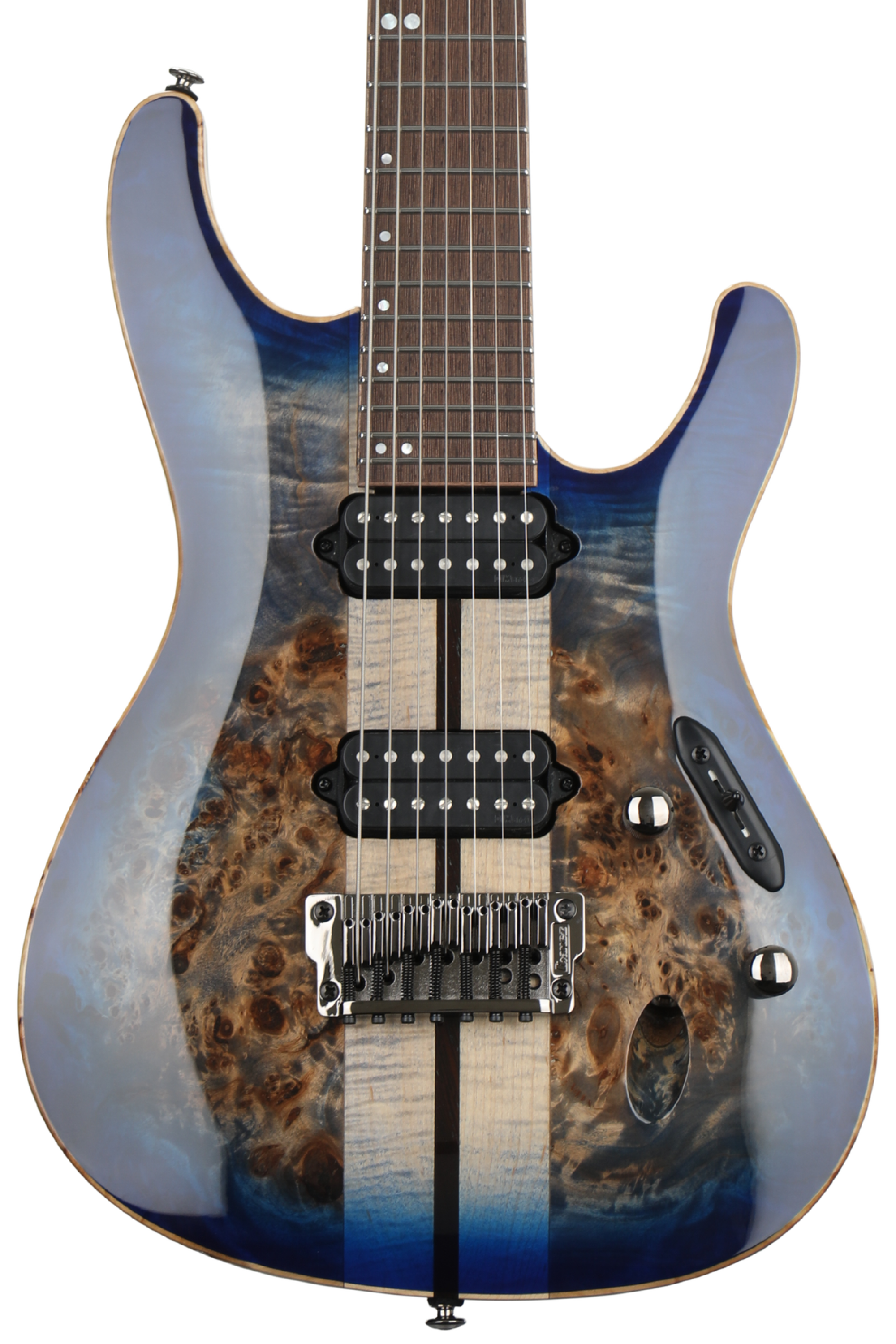 Ibanez Premium S1027PBF - Cerulean Blue Burst | Sweetwater Ibanez Premium S1027PBF - Cerulean Blue Burst | Sweetwater