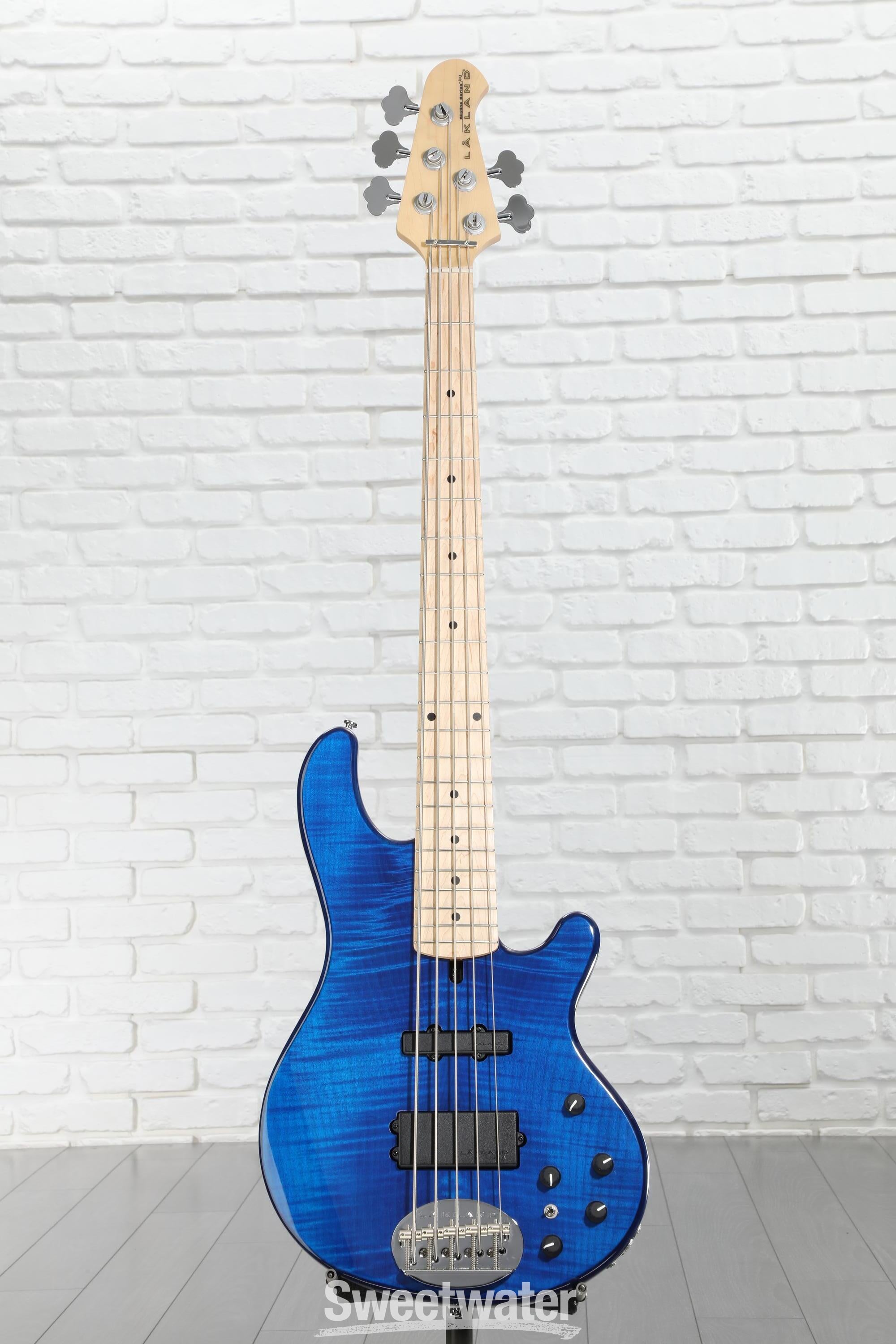 Lakland Skyline 55-02 Deluxe Flame Bass Guitar - Translucent Blue