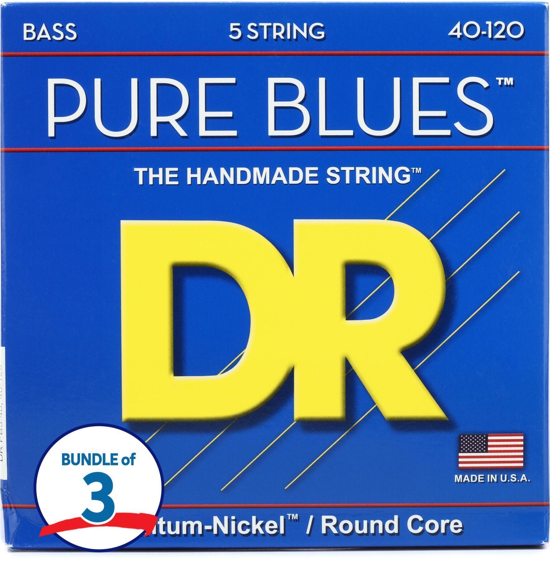 DR Strings PB540 Pure Blues Quantumnickel/Round Core Bass Guitar Strings .040.120 Light (3