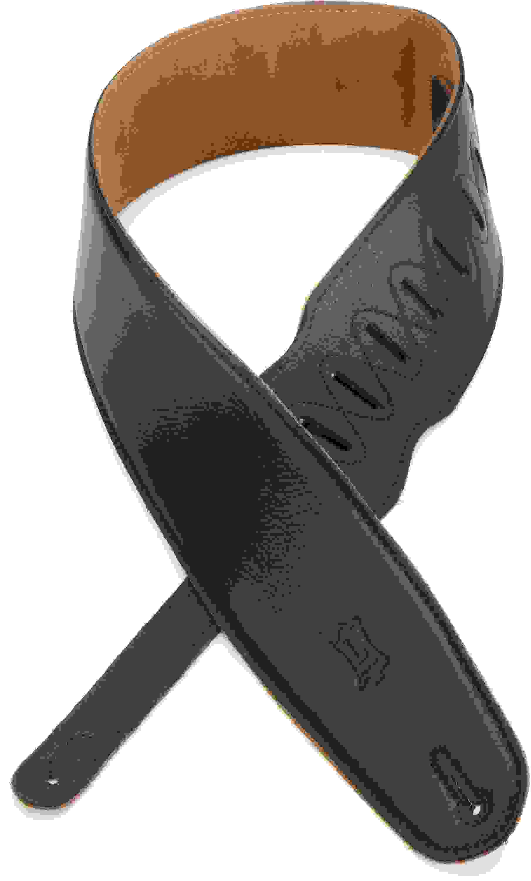 Levy's M4GF-BLK 3.5-inch Padded Garment Leather Bass Strap - Black
