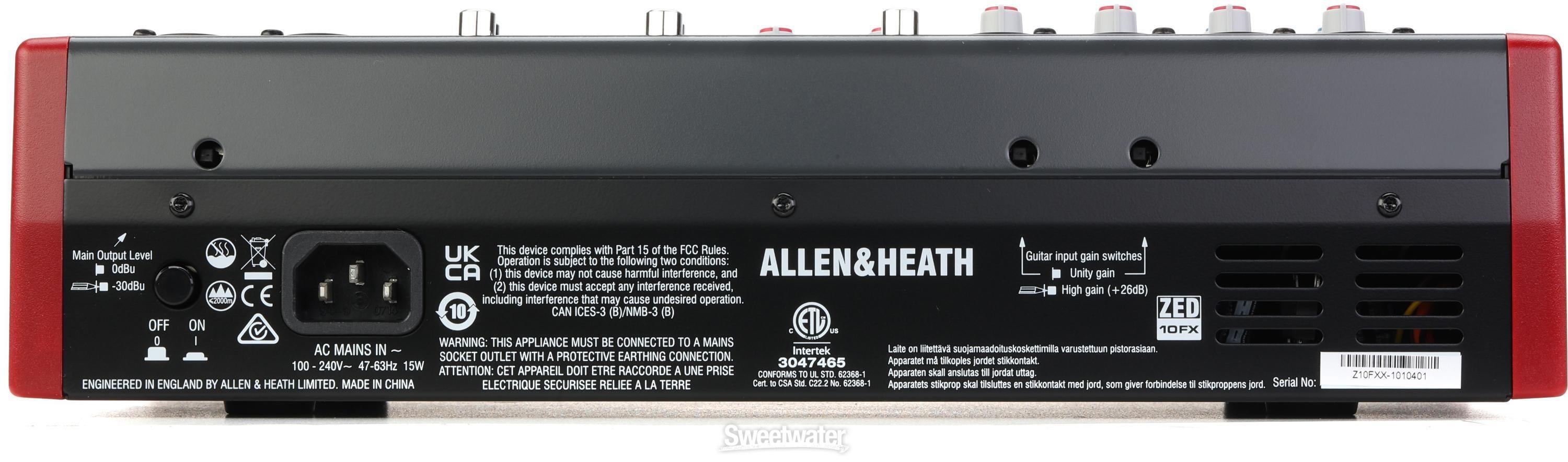 Allen & Heath ZED-10FX 10-channel Mixer with USB Audio Interface 