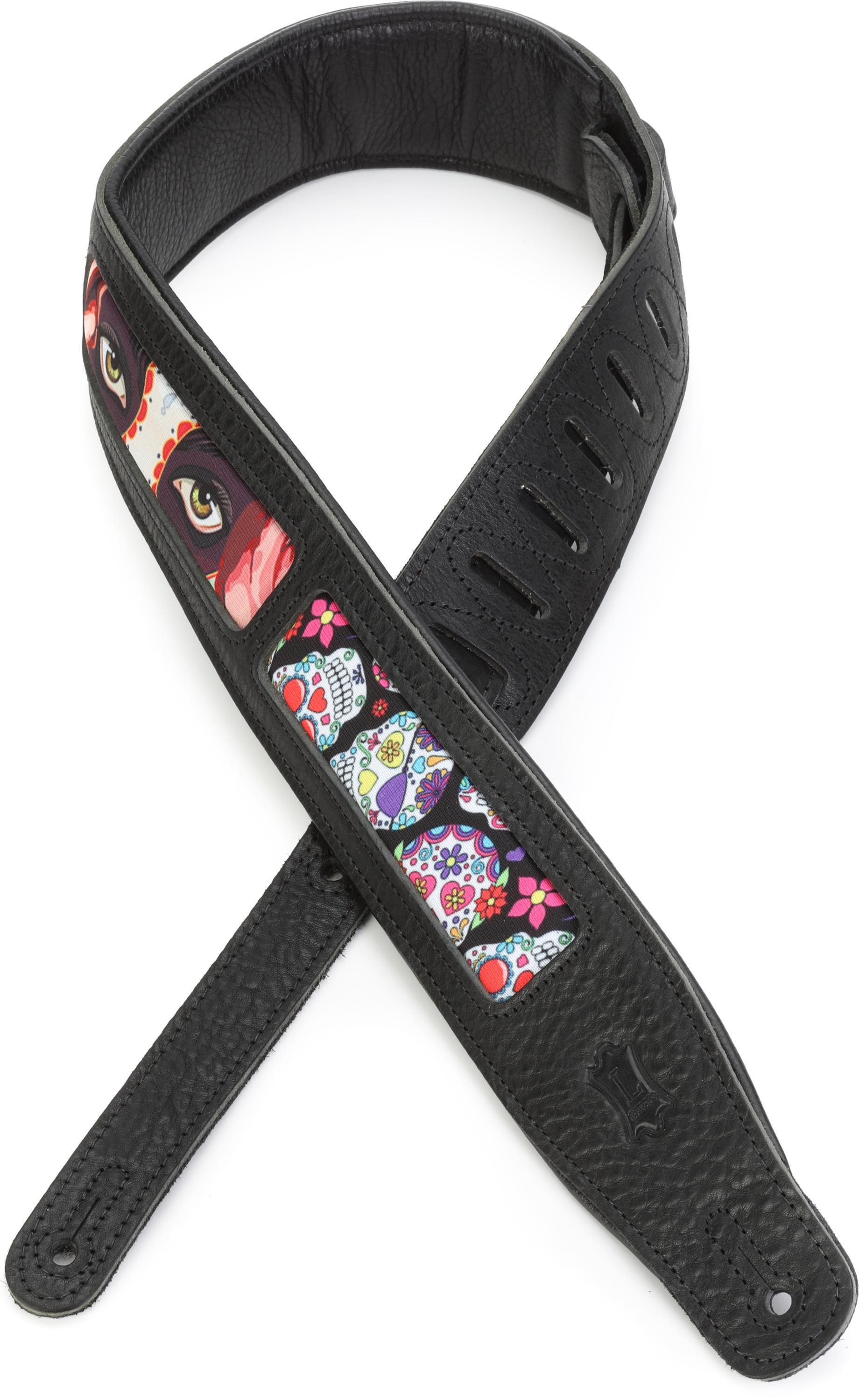 Photo of Levy's M26CAL 2.5-inch Leather Guitar Strap - Eyes