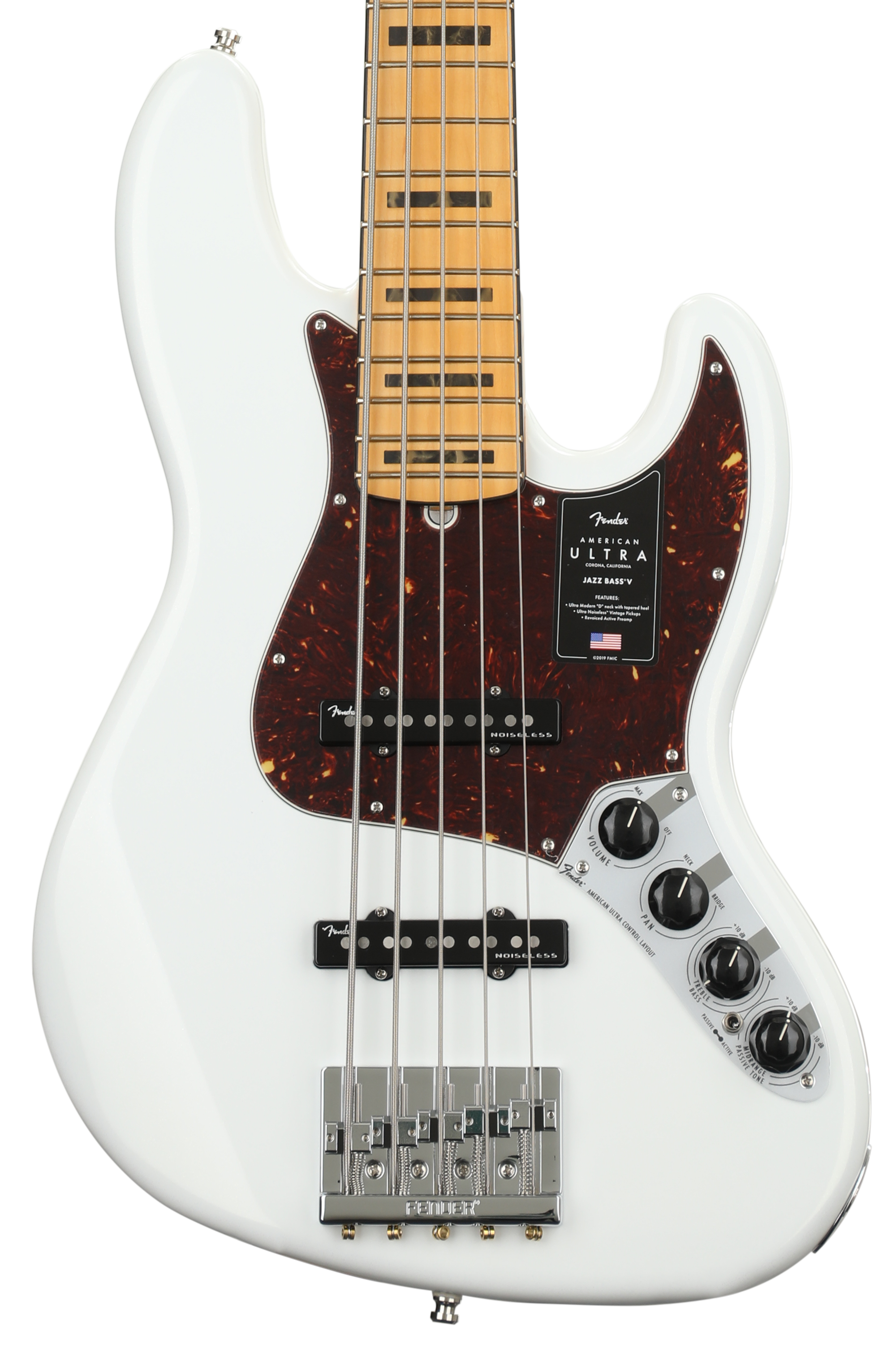 Fender American Ultra Jazz Bass V - Arctic Pearl with Maple