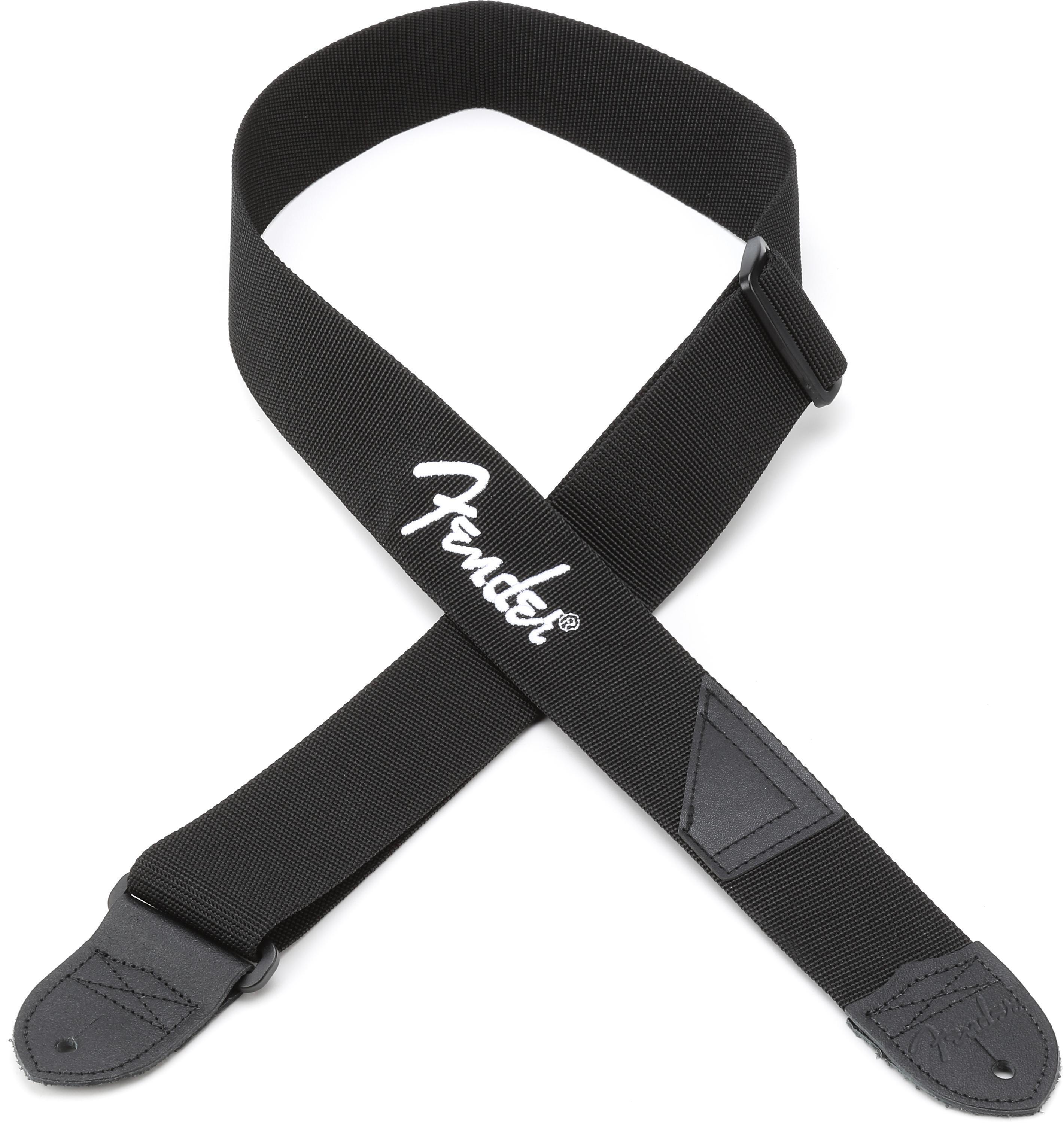 Photo of Fender Logo Strap - Black with White Logo