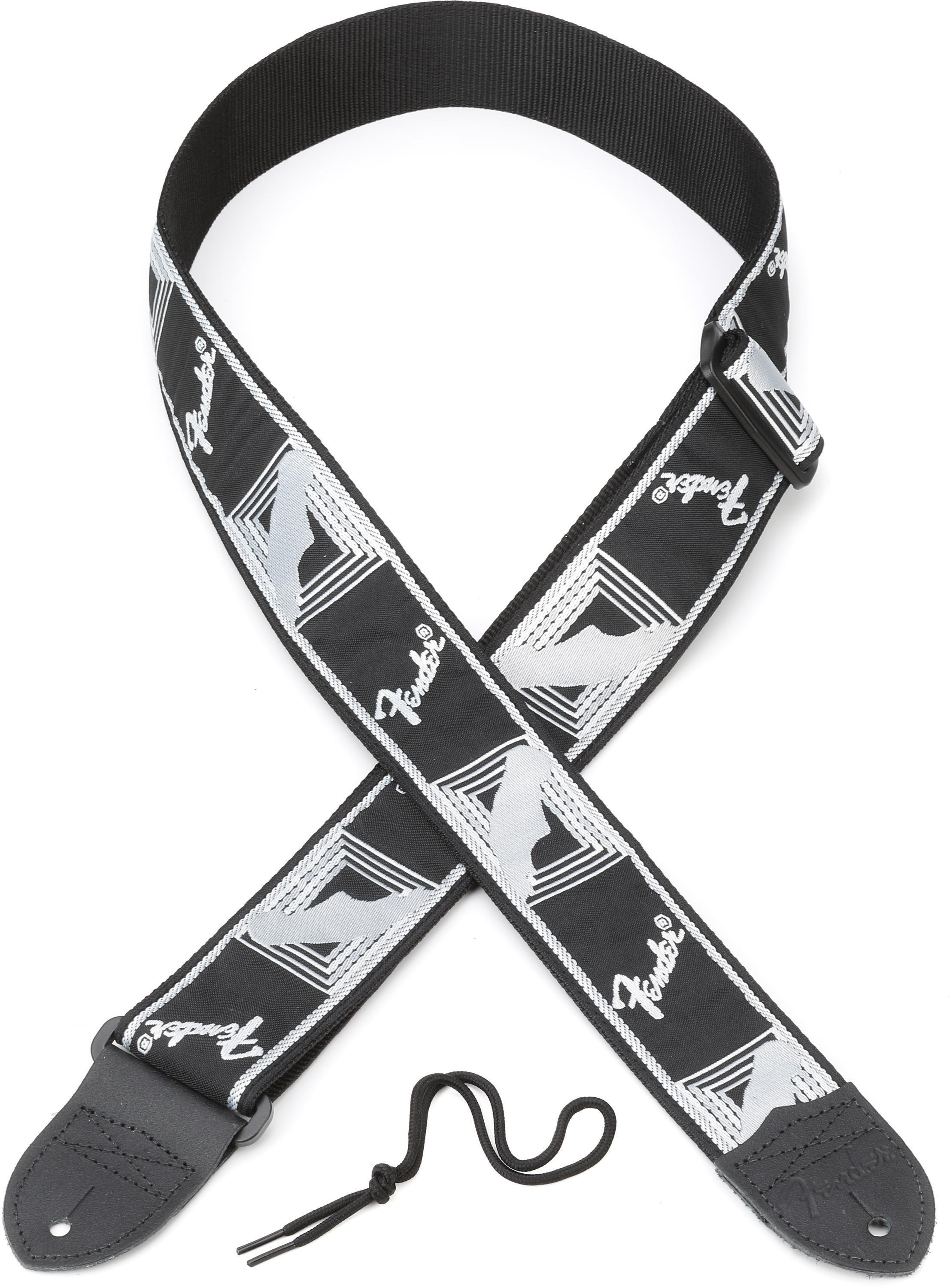 Photo of Fender Monogrammed Guitar Strap - Black, Light Grey, and Dark Grey