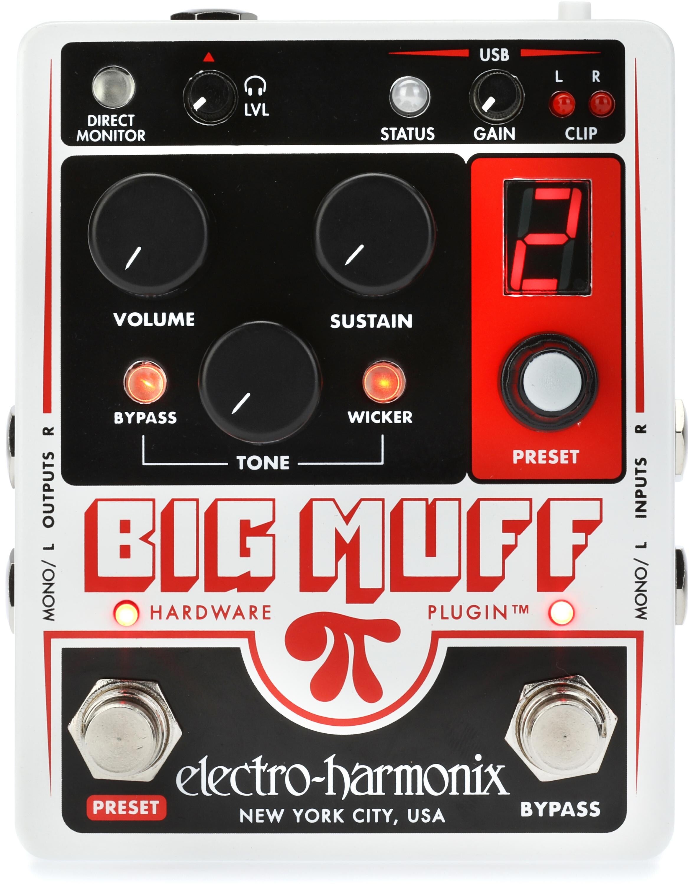 Electro-Harmonix Big Muff Pi Hardware Plug-in Effects Pedal and 2-in/2-out  USB Interface