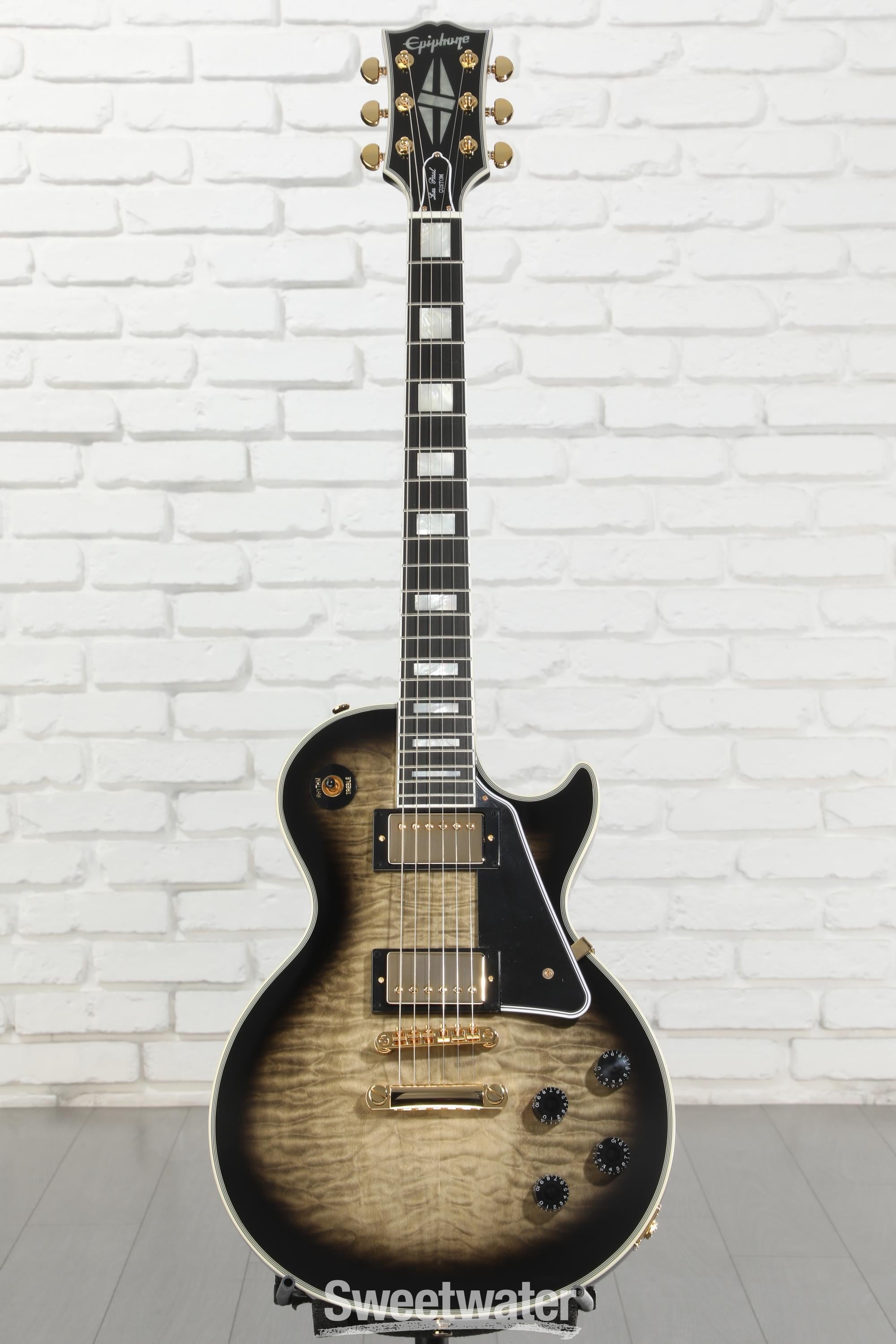 Epiphone Les Paul Custom Quilt Electric Guitar - Cobra Burst