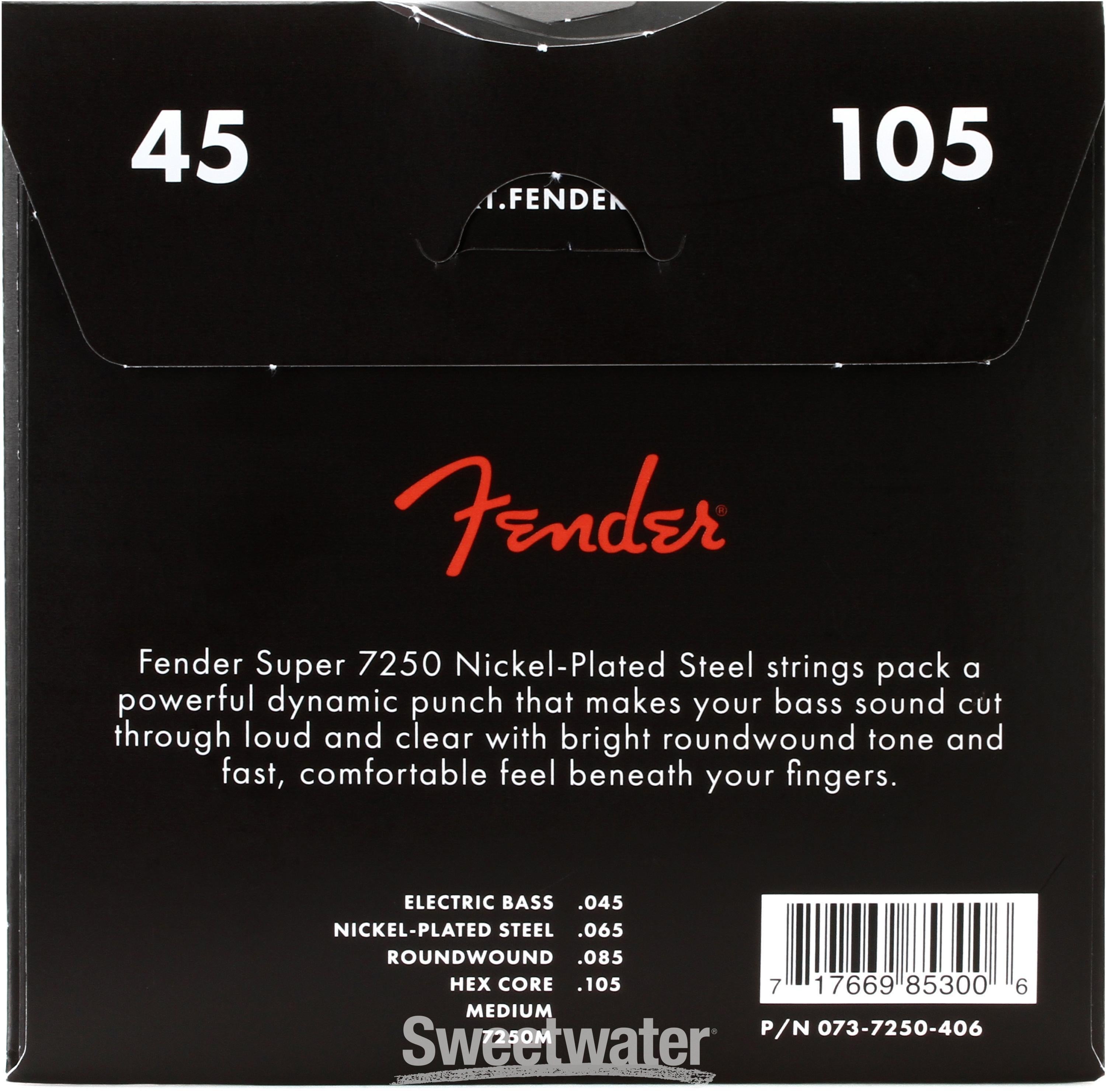 Fender 7250M Nickel Plated Steel Long Scale Bass Guitar Strings - .045-.105  Medium | Sweetwater