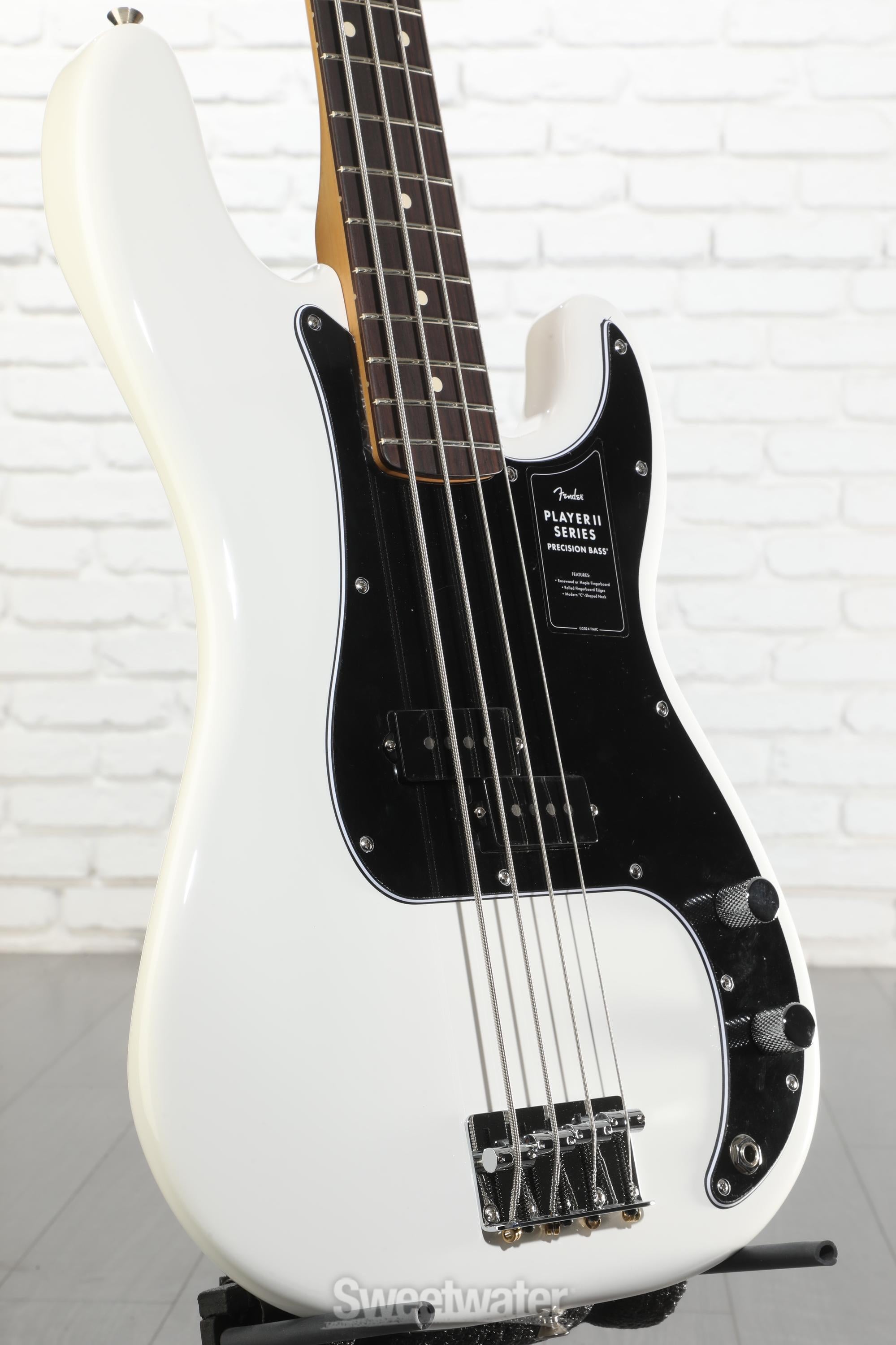 ベース Fender PlayerII PrecisionBass PolarWhite Fender Player II Precision Bass Guitar With RW FB In Polar White
