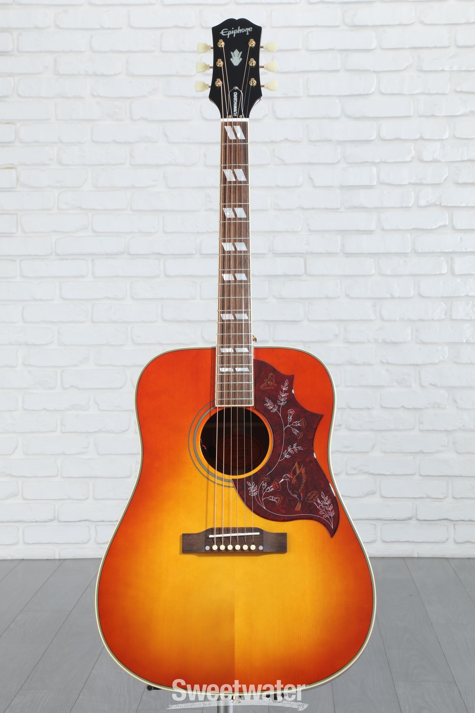 Epiphone Hummingbird Acoustic Guitar - Aged Cherry Sunburst Gloss |  Sweetwater