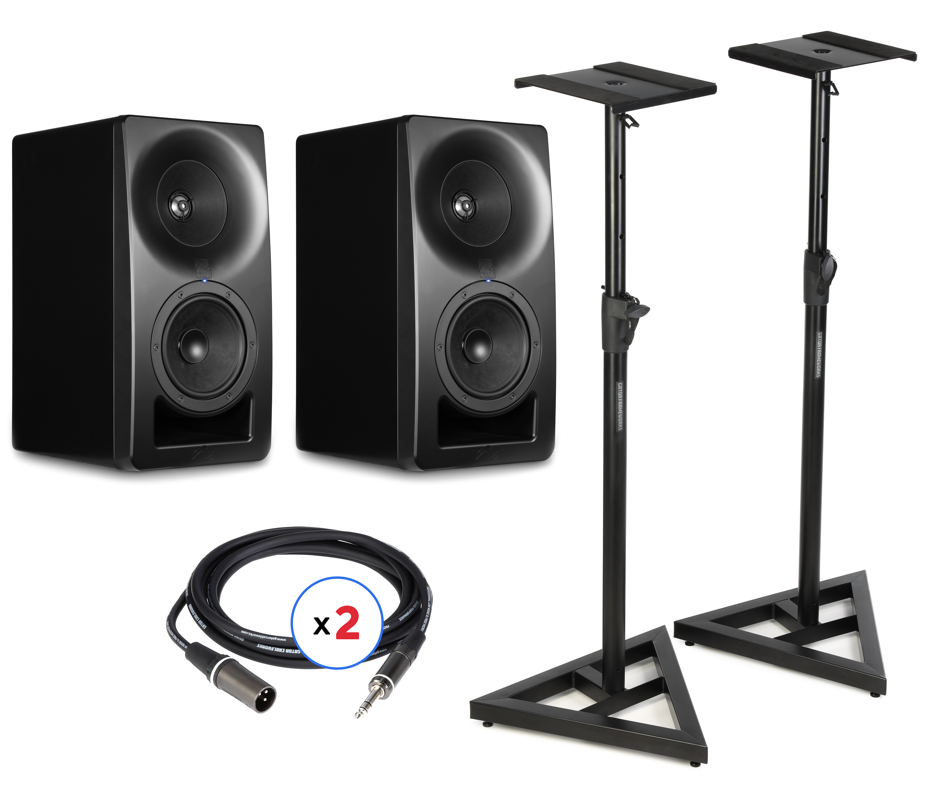Kali Audio SM-5 5-inch Powered 3-way Studio Monitor Pair with Stands and Cables