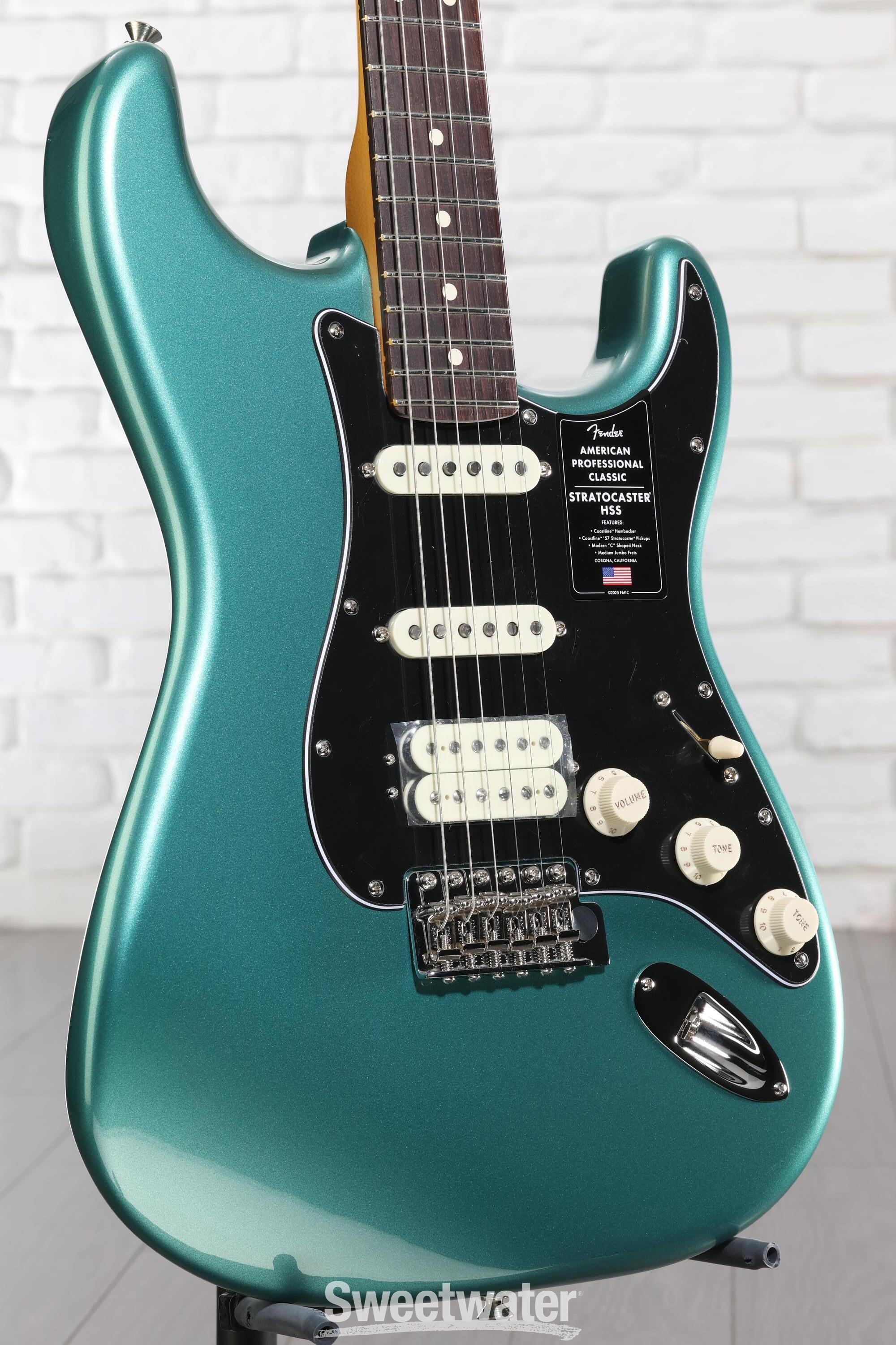 Photo of Fender American Professional Classic Stratocaster HSS Electric Guitar - Faded Sherwood Green Metallic