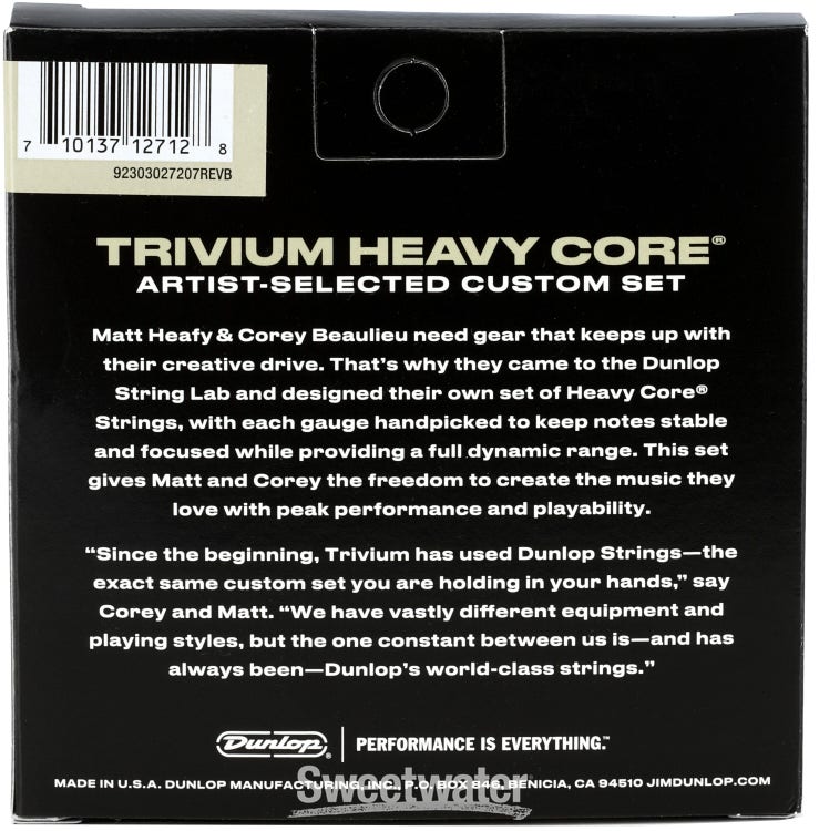 Dunlop TVMN10637 Heavy Core Trivium Electric Guitar Strings - .010-.063, 7- string