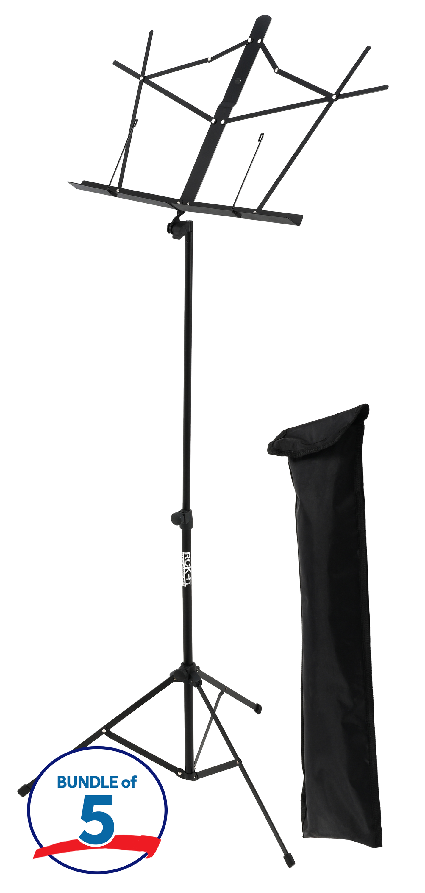 Rok-It RI-MUSICSTD1 Folding Sheet Music Stand with Bag (5 Pack)
