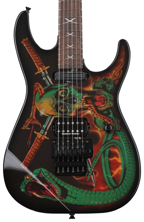 Custom George Lynch Skull Bones Black Body Electric Guitar 6