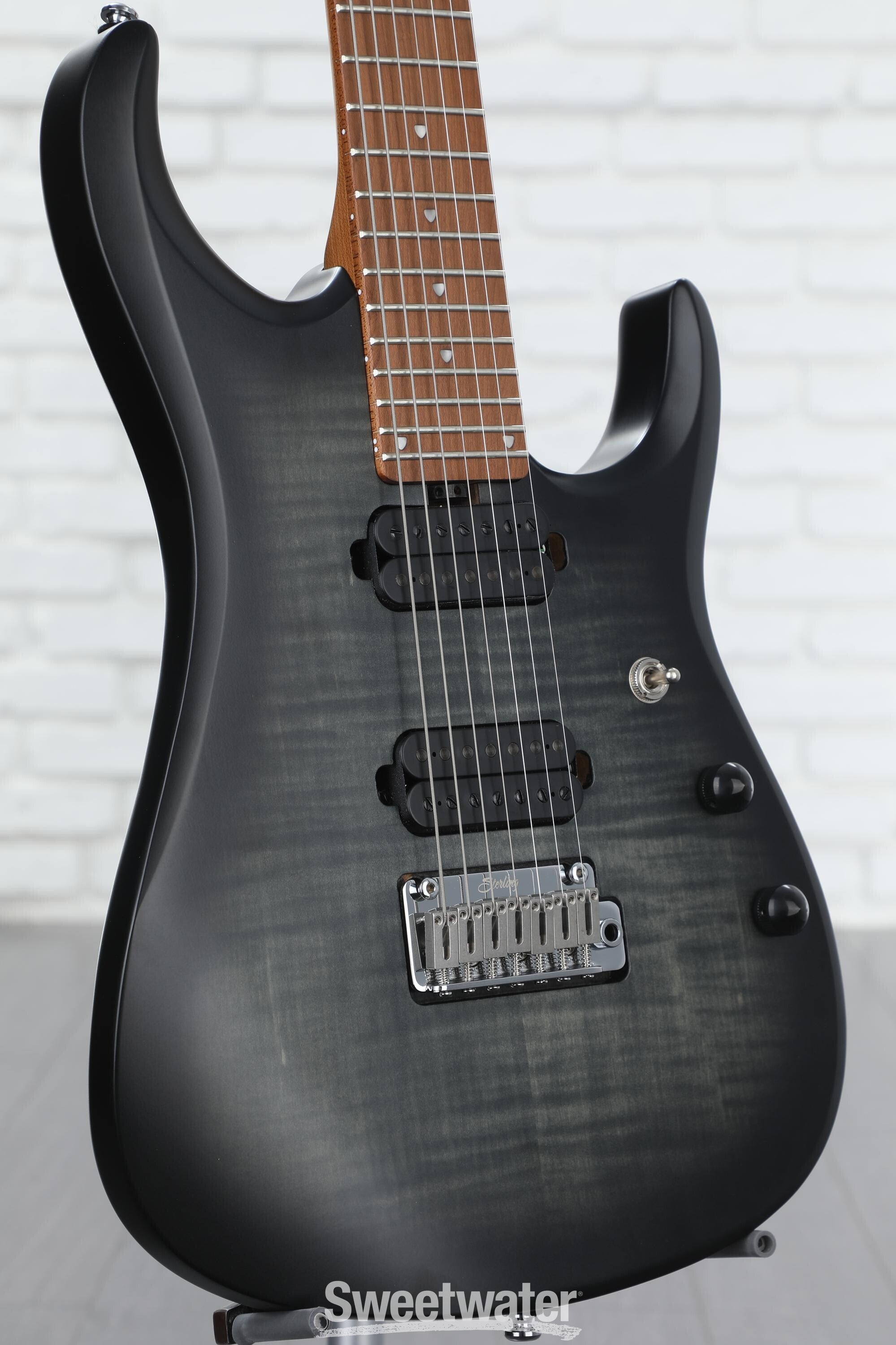 Sterling By Music Man John Petrucci Signature JP157FM 7-string Electric  Guitar -Trans Black Satin