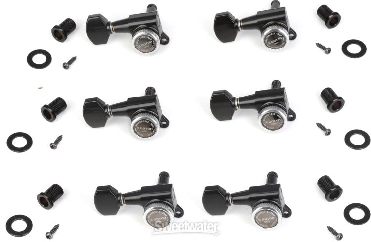 Gotoh SG381-07 MG-T Locking Tuners - 6 In-line Left-handed, Black Chrome