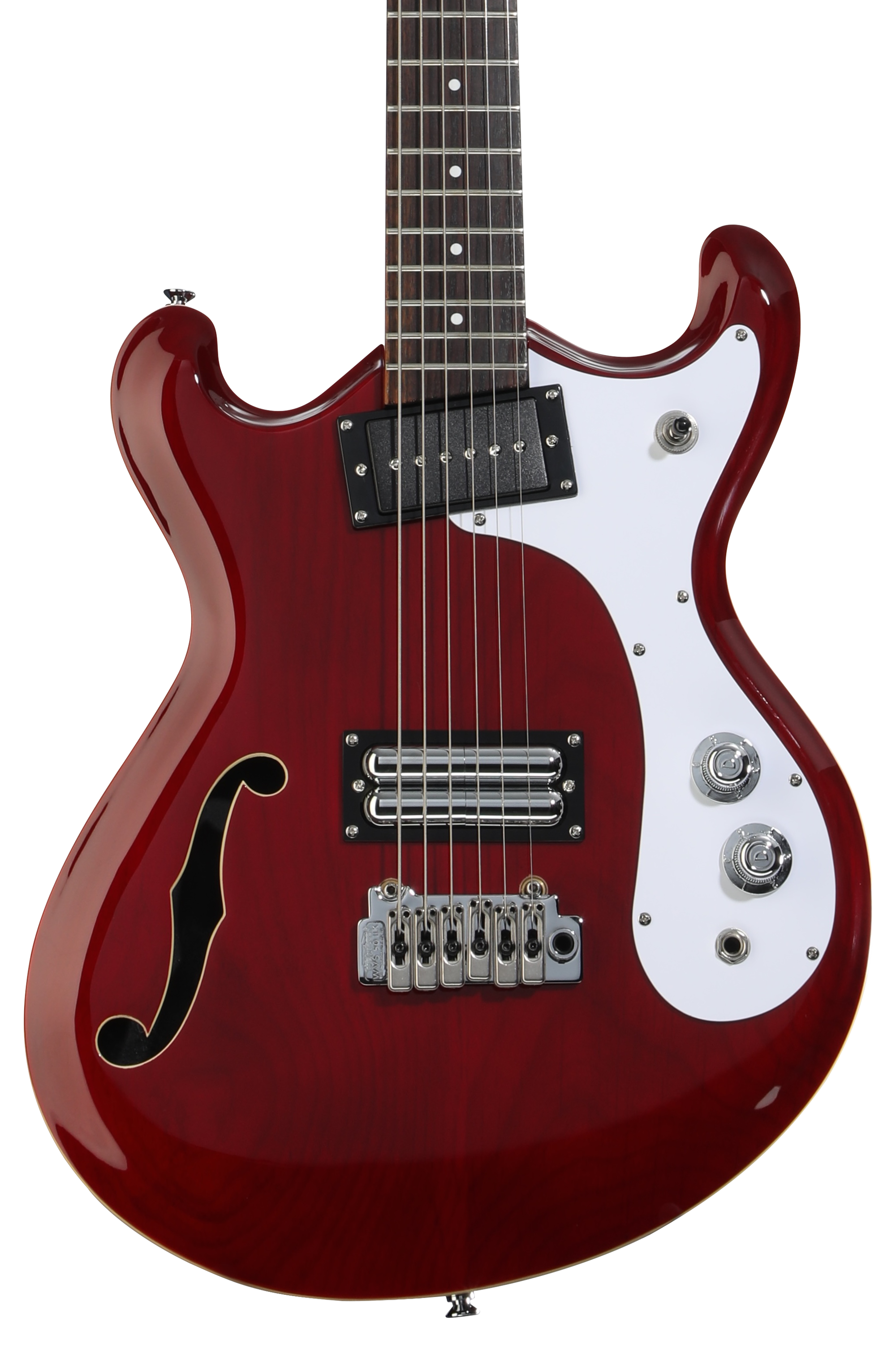 ギター DANELECTRO THE 66 Tranceparent Red Danelectro 66BT Baritone Electric Guitar - Transparent Red