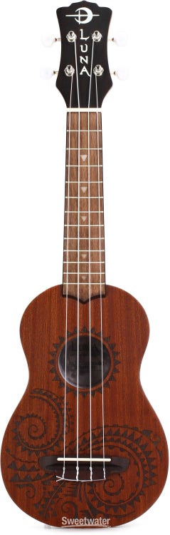 Luna Tattoo Mahogany Soprano Ukulele - Satin Natural