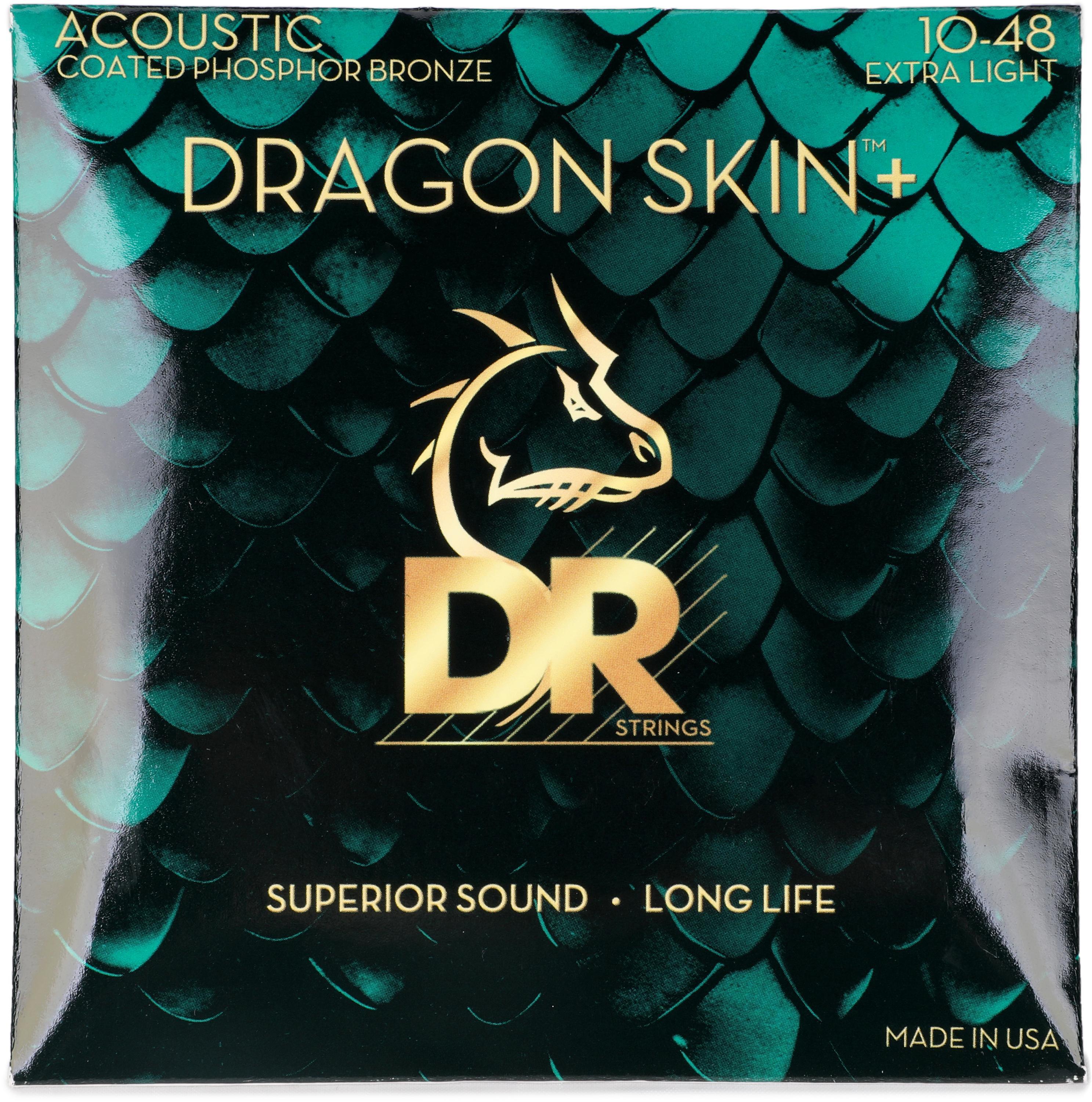 Photo of DR Strings Dragon Skin+ Phosphor Bronze Coated Acoustic Guitar Strings - Extra Light .010-.048