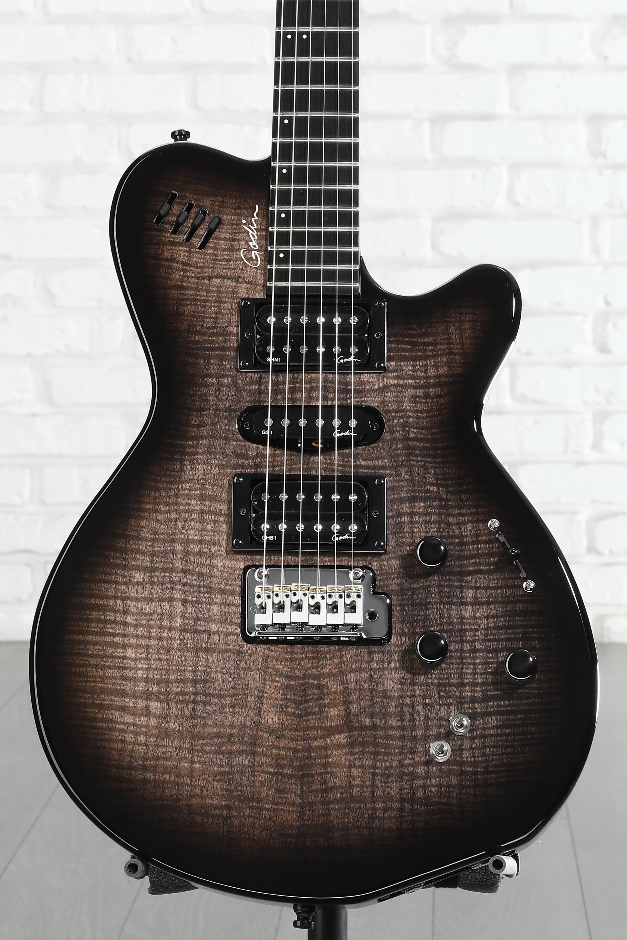 Godin xtSA Multi-Voice Electric Guitar - Trans Black | Sweetwater
