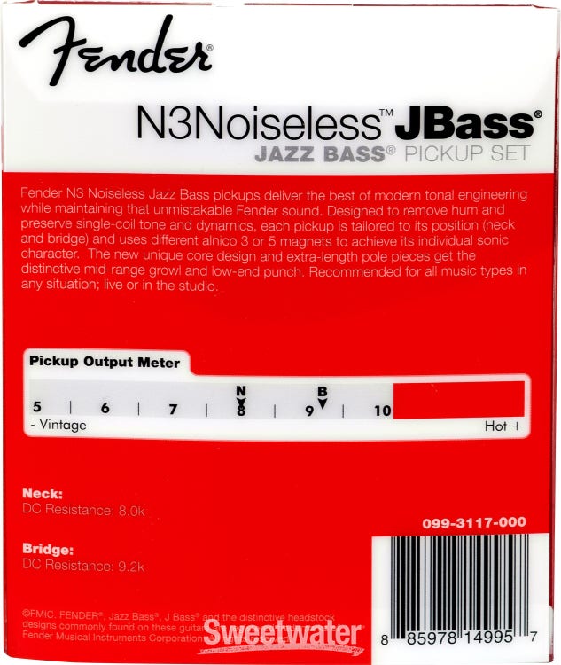 FENDER N3 Noiseless Jazz Bass Set Electric Bass Guitar Pickup Set